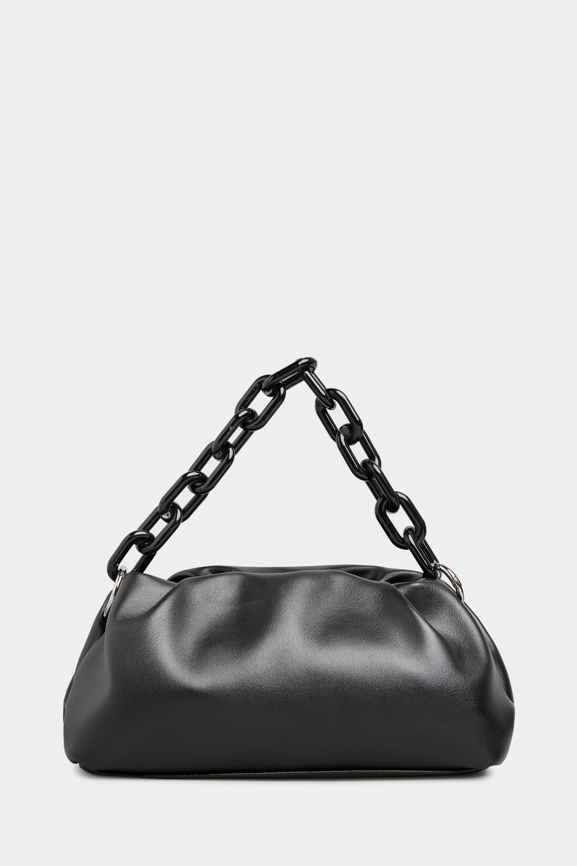 Black Ruched Chain Shoulder Bag | Long Tall Sally