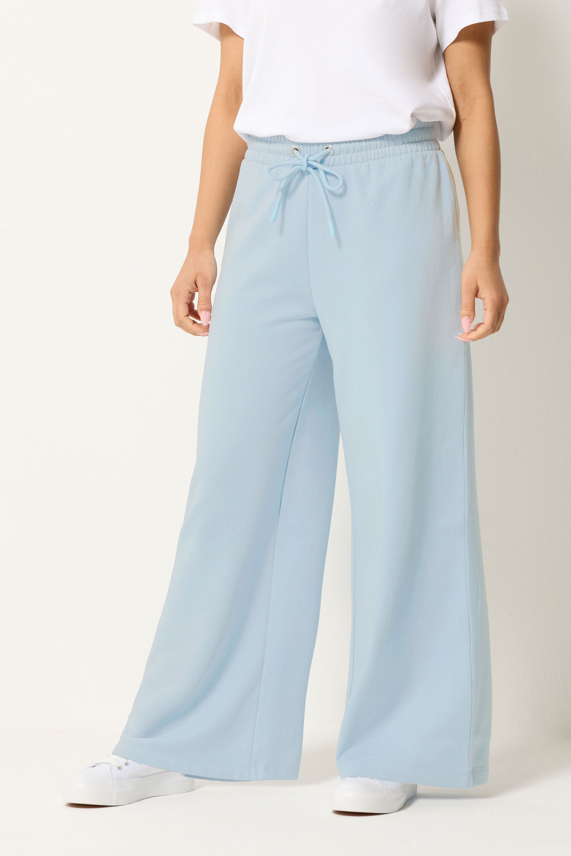 M&Co Petite Light Blue Wide Leg Joggers | M&Co 3