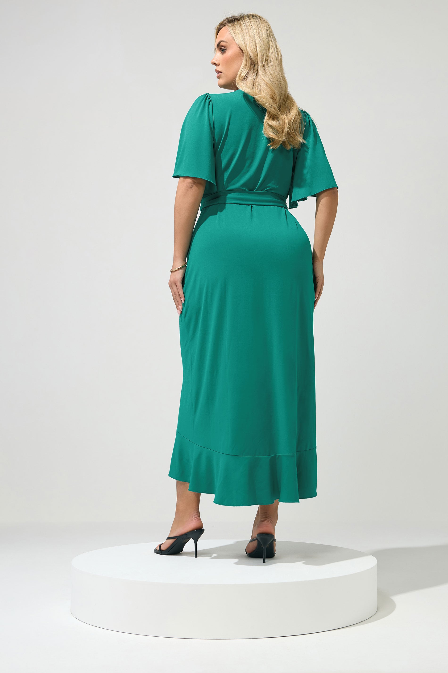 YOURS LONDON Plus Size Blue Ruffle Wrap Dress | Yours Clothing 2
