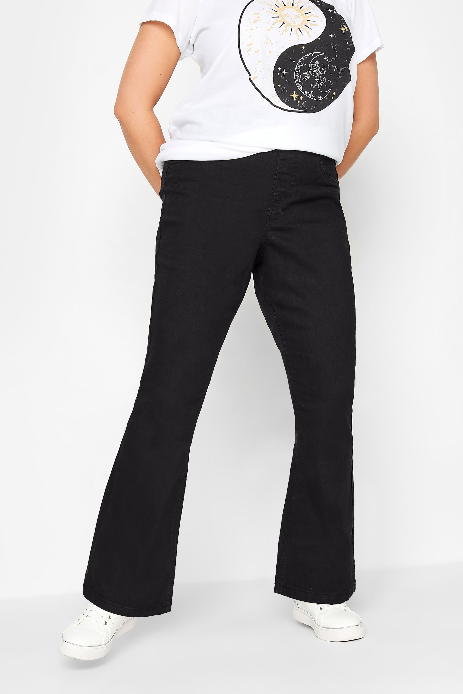 Plus Size Black Pull-On HANNAH Bootcut Jeggings | Yours Clothing 1