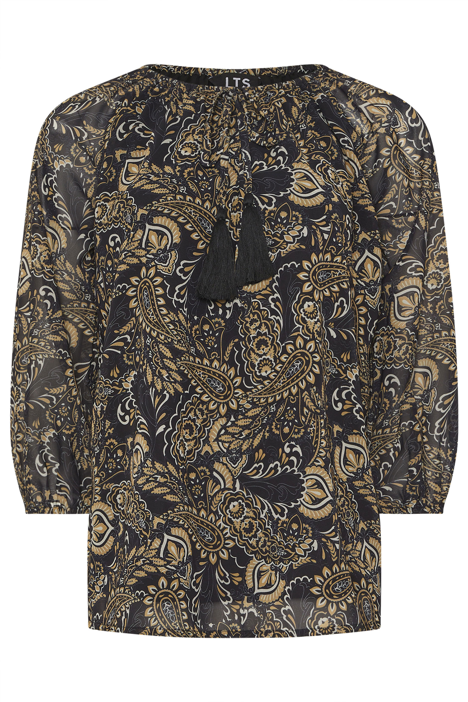 LTS Tall Women's Black Paisley Chiffon Blouse | Long Tall Sally 5