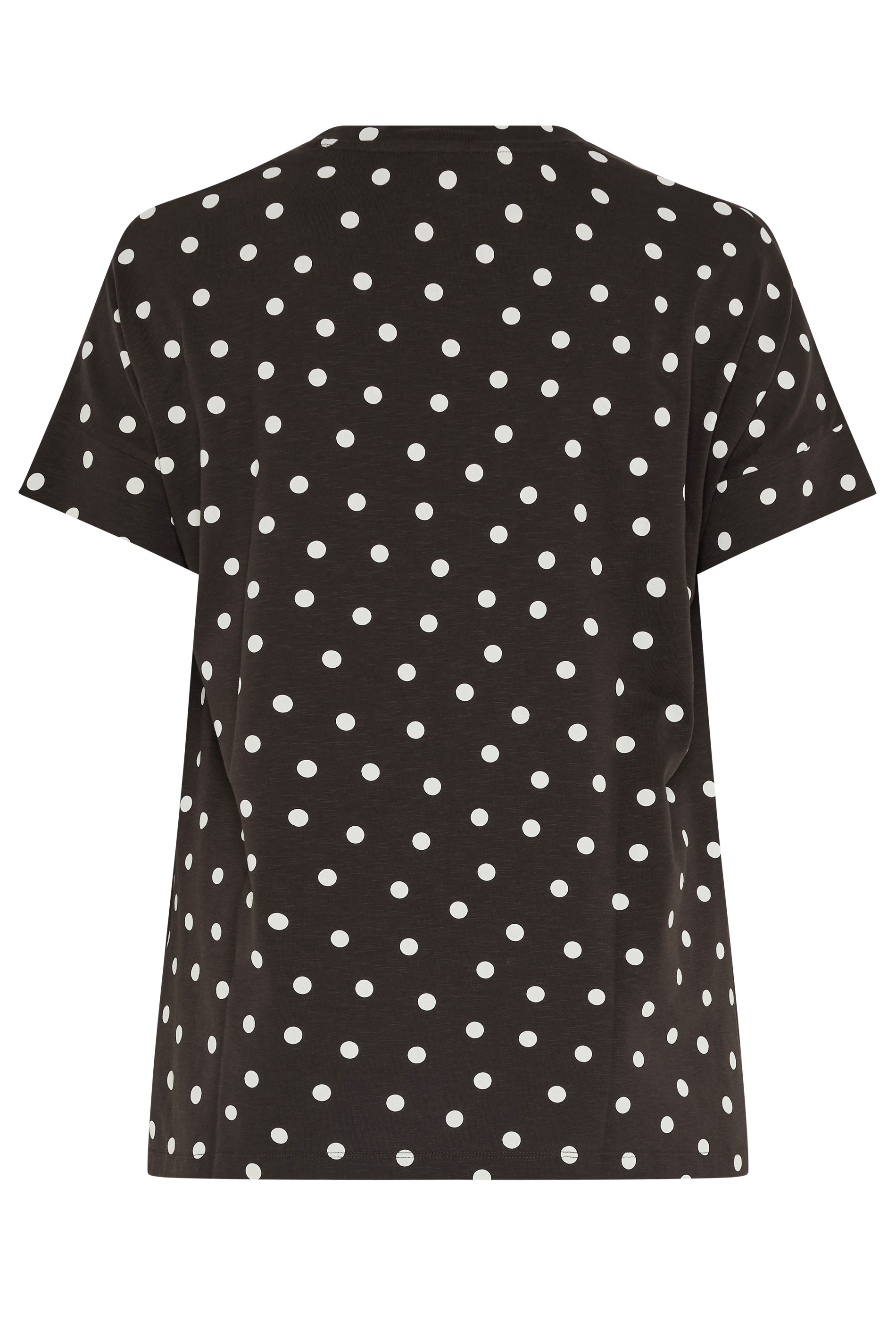 EVANS Plus Size Chocolate Brown Polka Dot Cotton T-Shirt | Evans 2