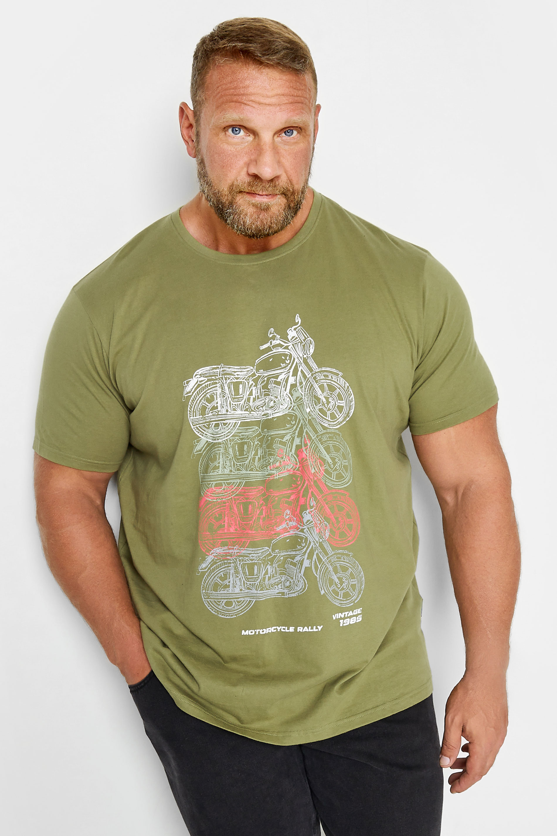 BadRhino Big & Tall Green Motorcycle Print T-Shirt | BadRhino 2