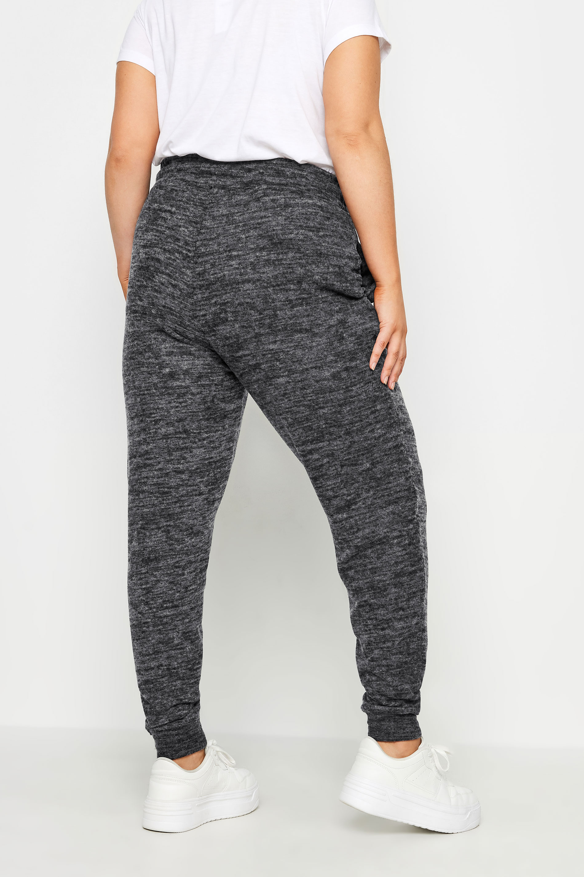 YOURS Plus Size Charcoal Grey Marl Soft Touch Cuffed Joggers | Yours Clothing 3