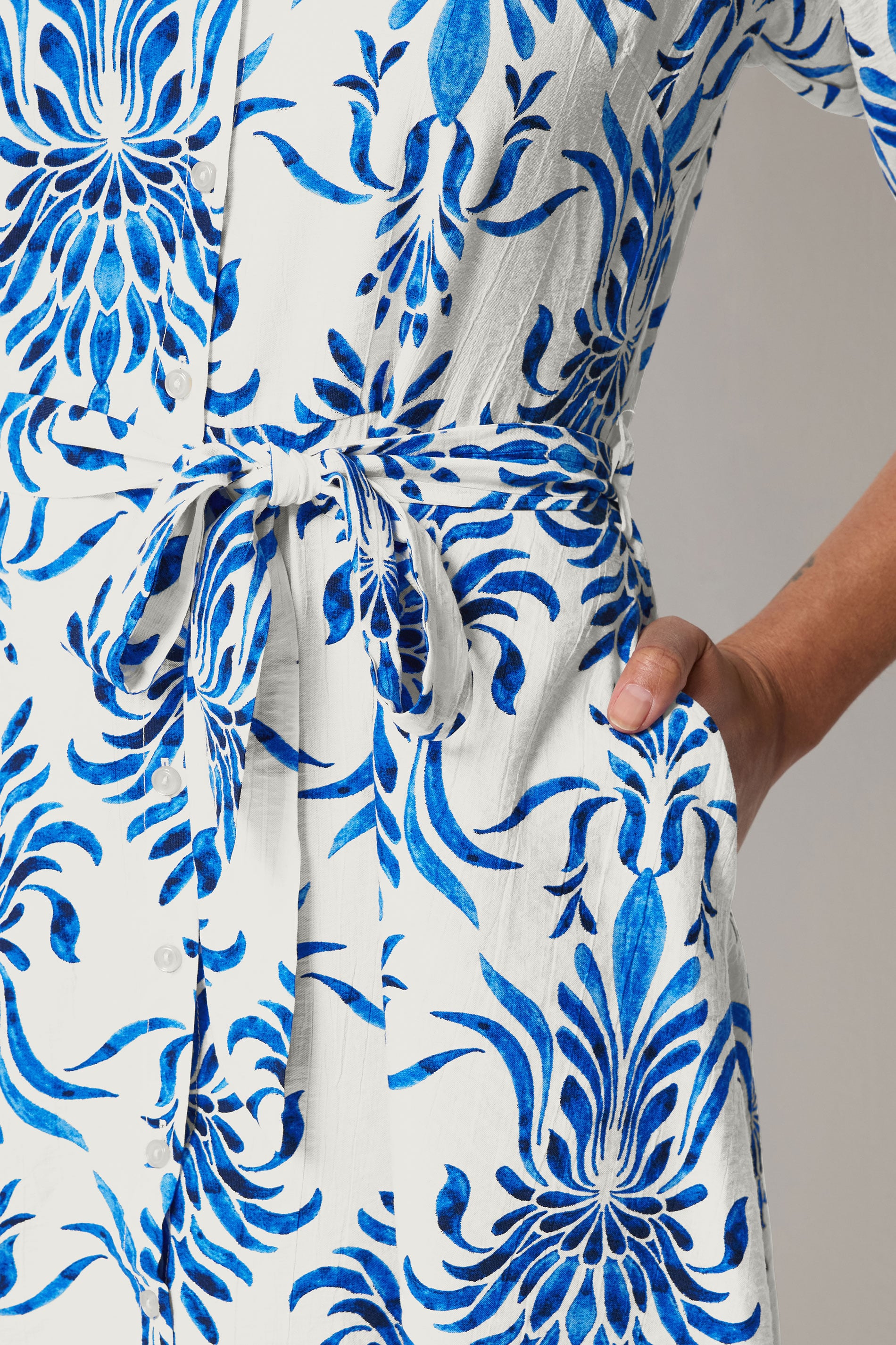 M&Co White & Blue Floral Print Tunic Shirt | M&Co 4