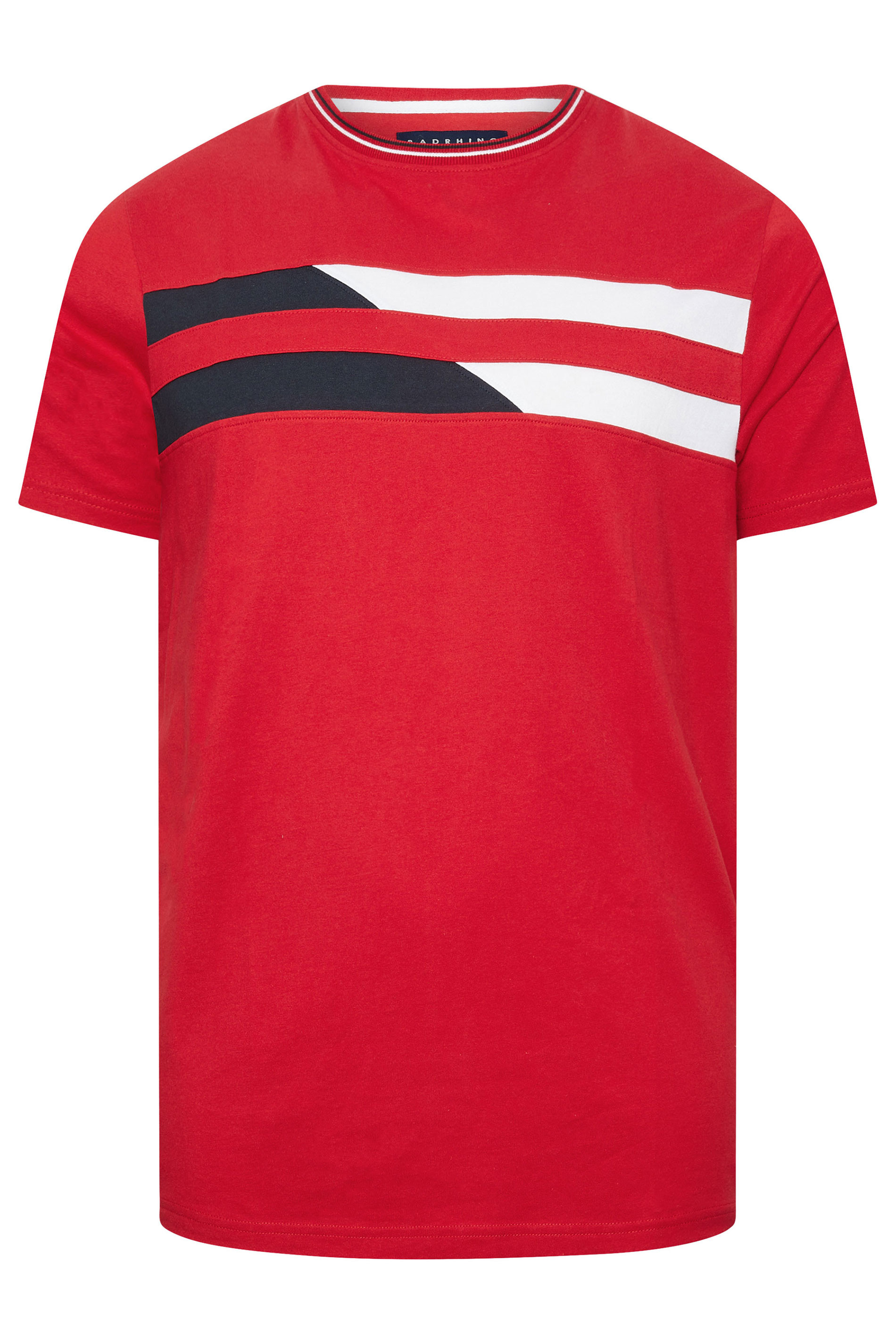 BadRhino Big & Tall Red & White Chest Stripe T-Shirt | BadRhino 2