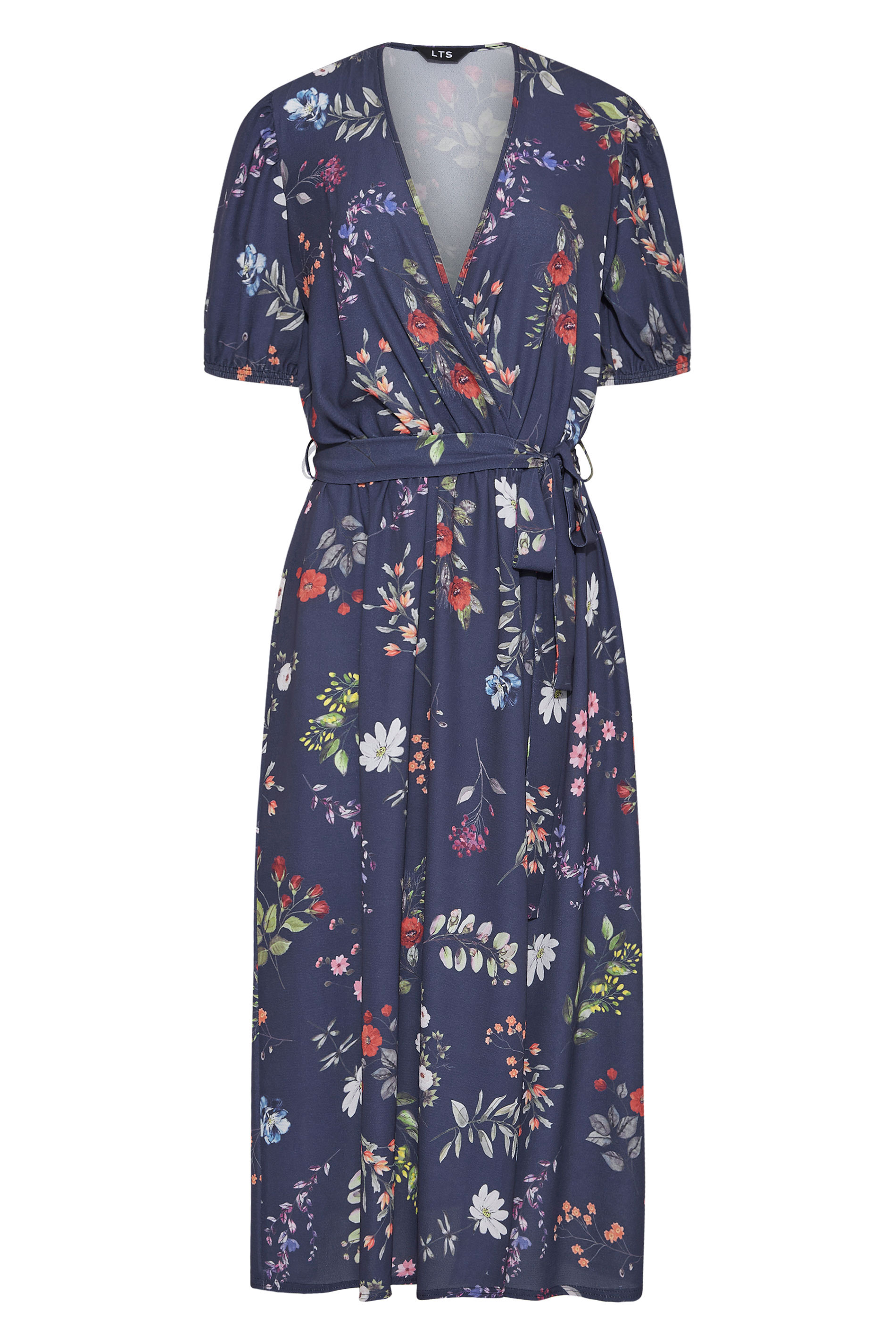 LTS Tall Women's Navy Blue Floral Wrap Dress | Long Tall Sally