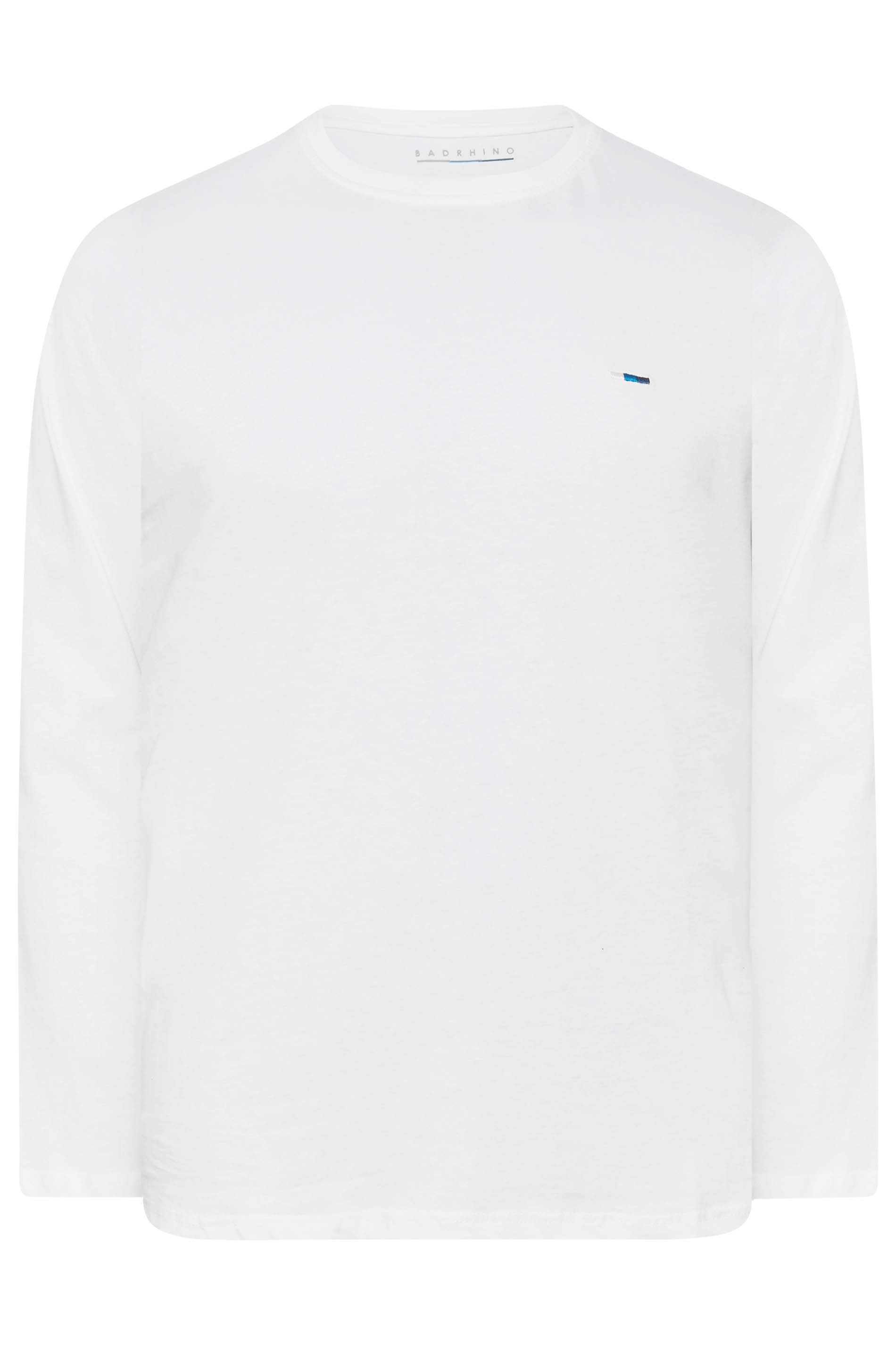 BadRhino White Plain Long Sleeve T-Shirt | BadRhino 3