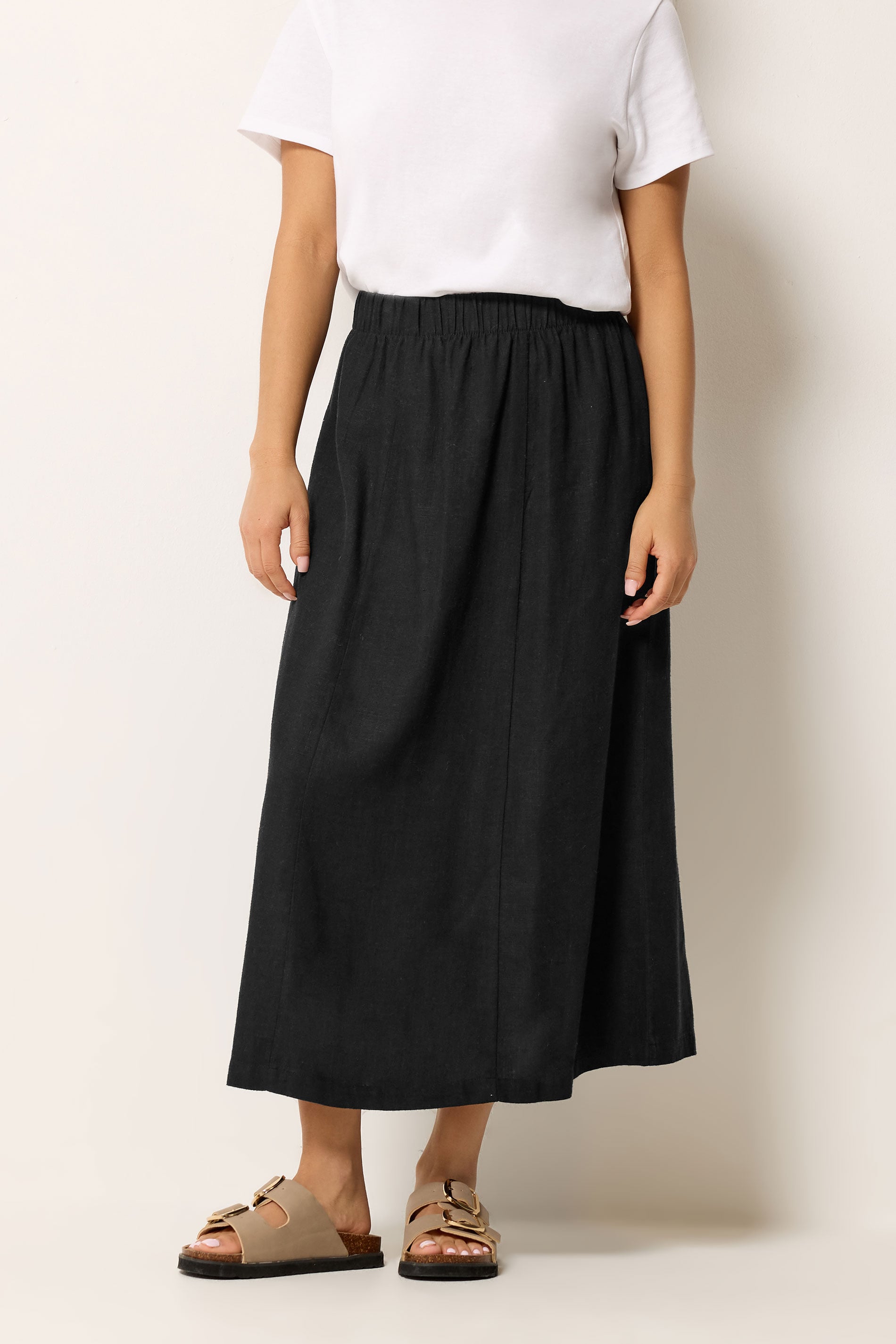 M&Co Petite Black Linen Maxi Skirt | M&Co 3