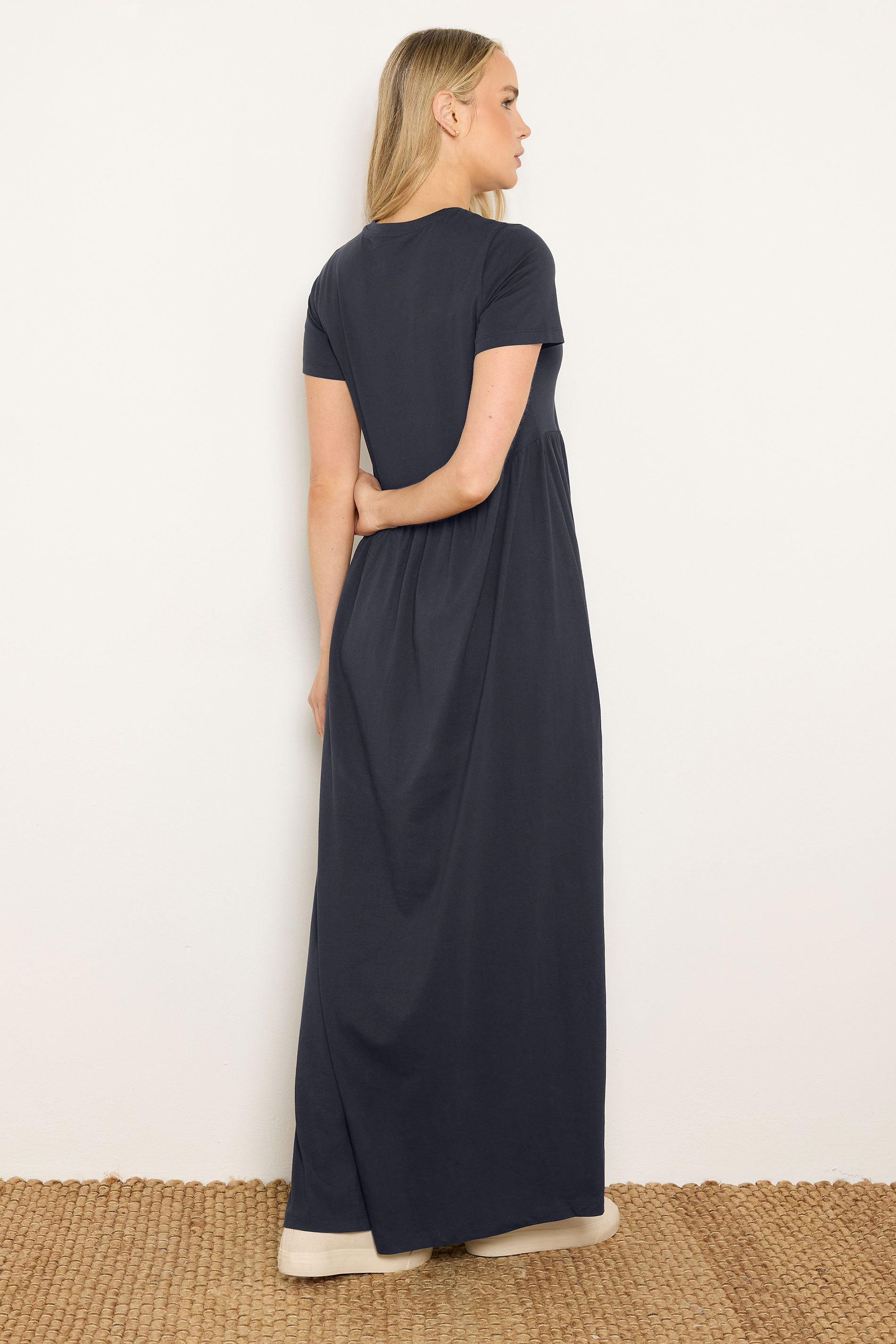 LTS Tall Women's Navy Blue Asymmetric Cotton Maxi Dress | Long Tall Sally 2