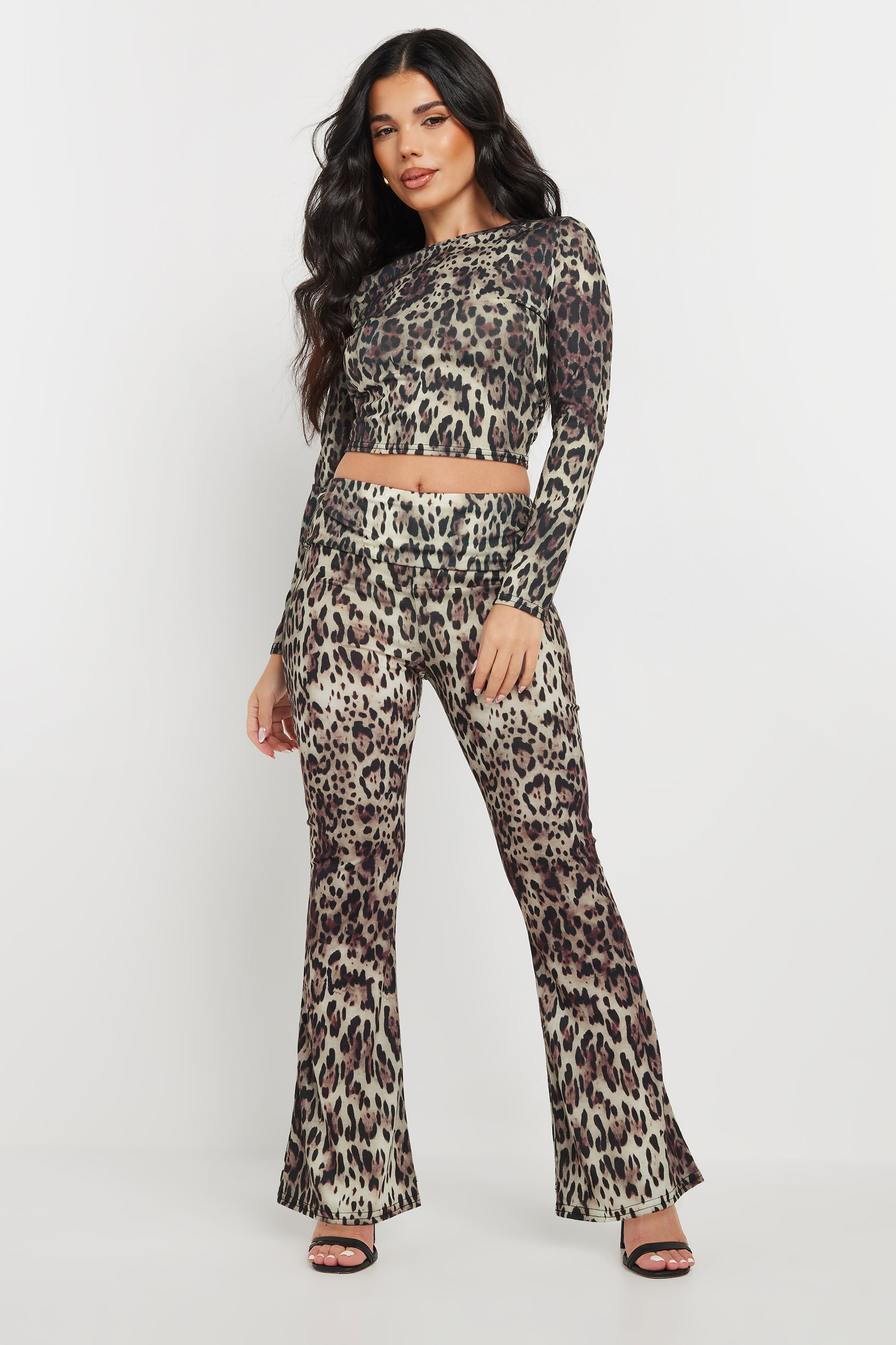 PixieGirl Petite Women's Natural Brown Leopard Print Crop Top | PixieGirl 1