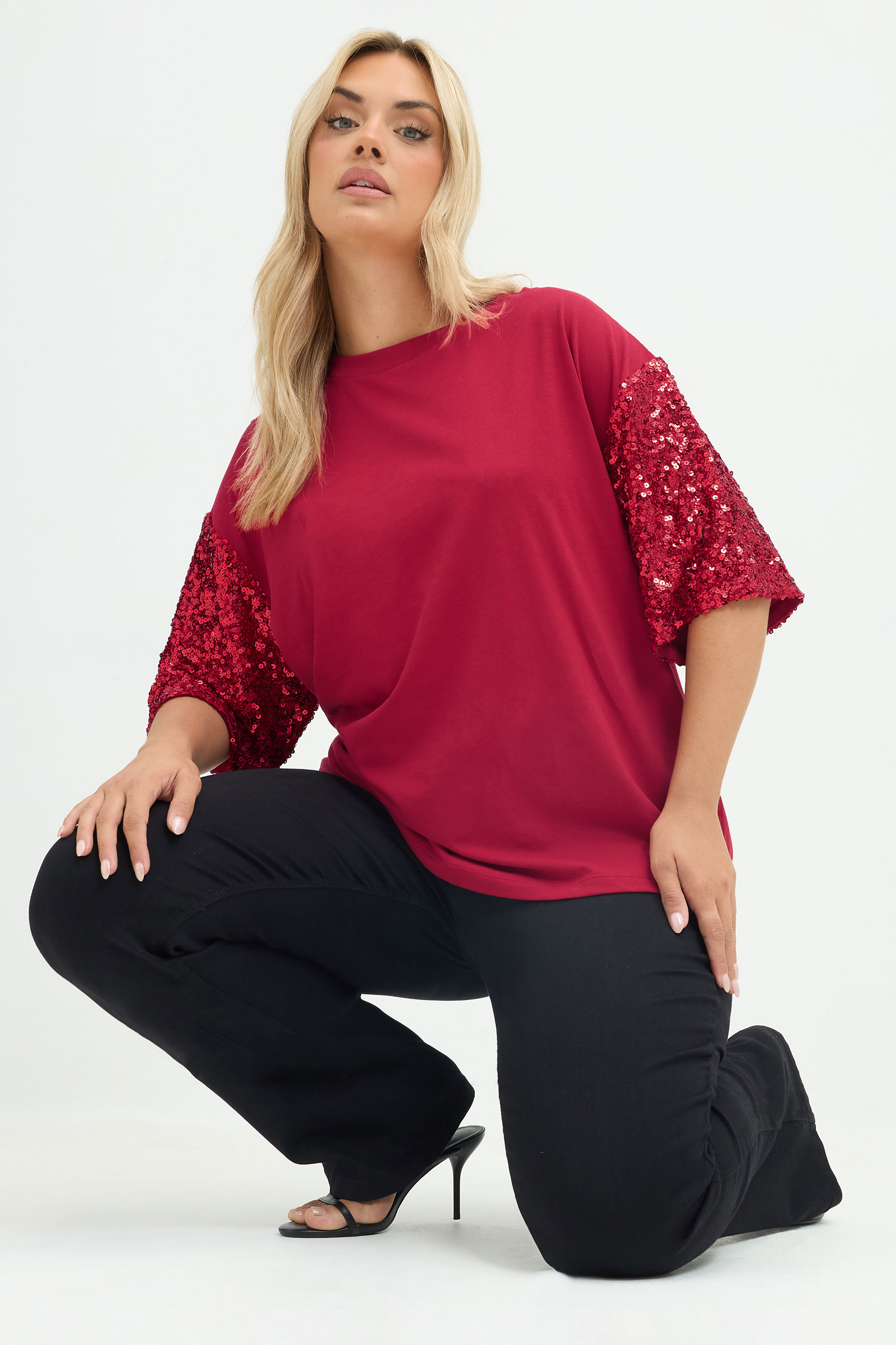 Limited Collection Katoenen Tshirt Met Pailletten Op De Mouwen Size 38