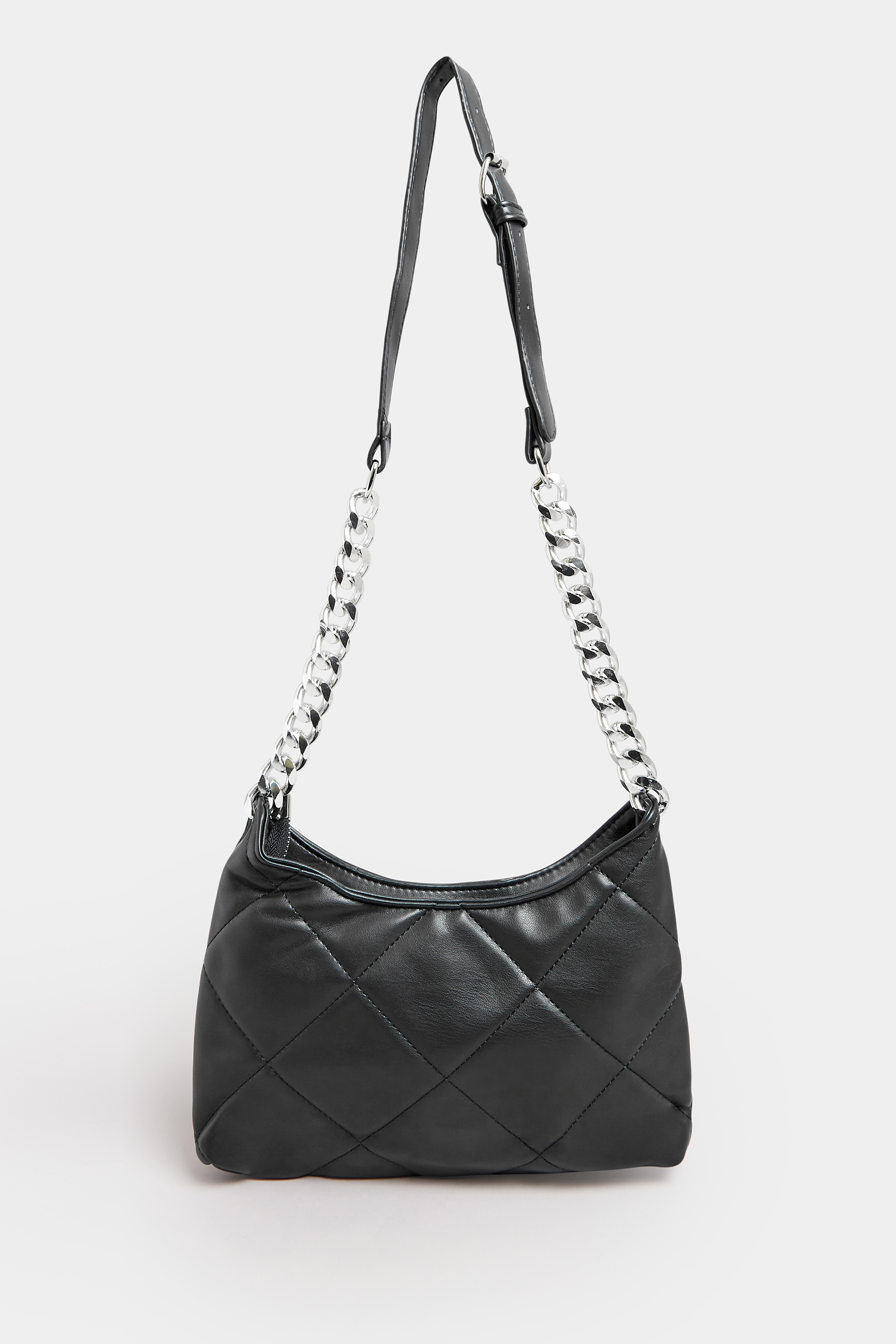 Black Quilted Chain Strap Shoulder Bag | Yours Clothing 3