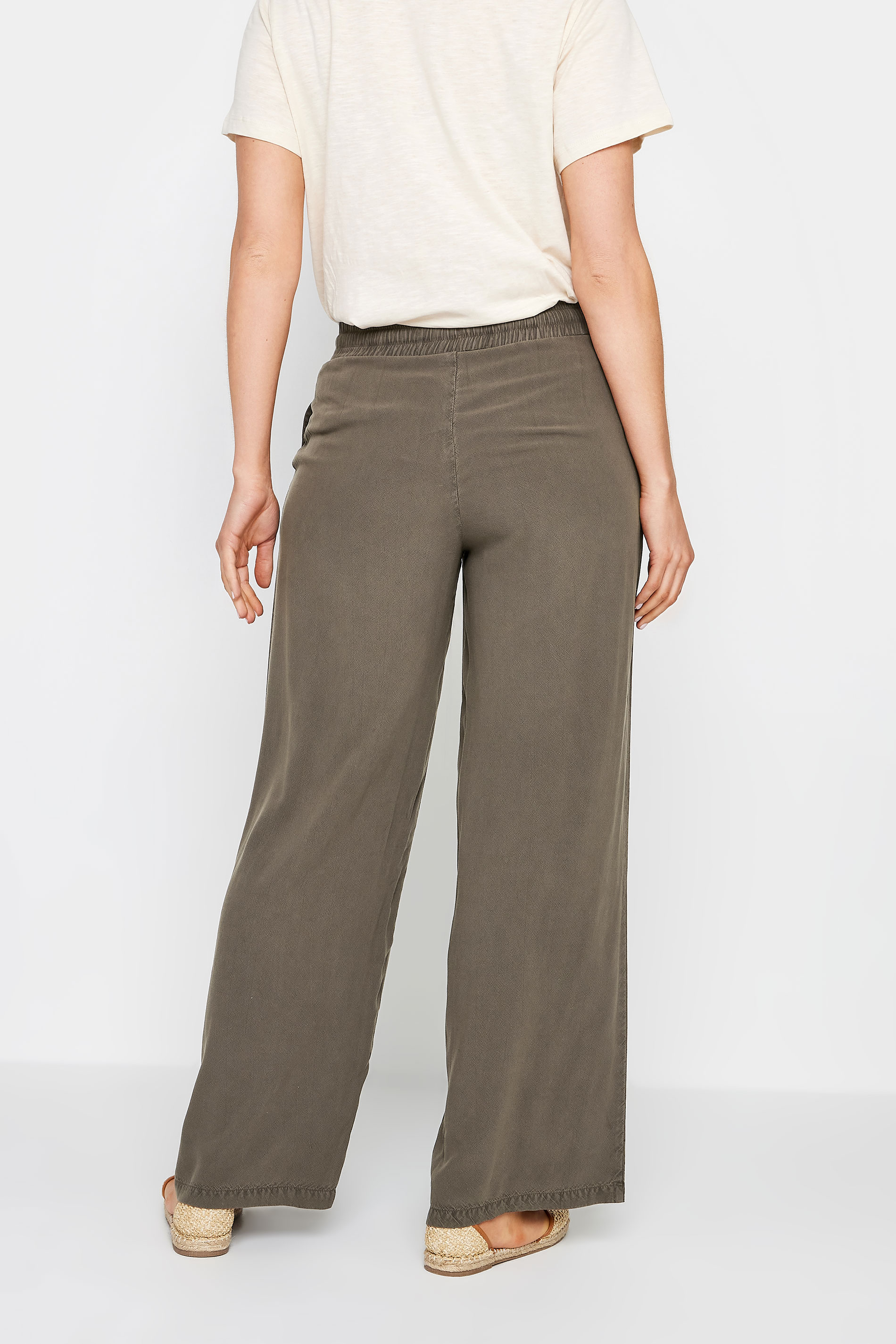 LTS Tall Womens Chocolate Brown Acid Wash Wide Leg Trousers | Long Tall Sally 3