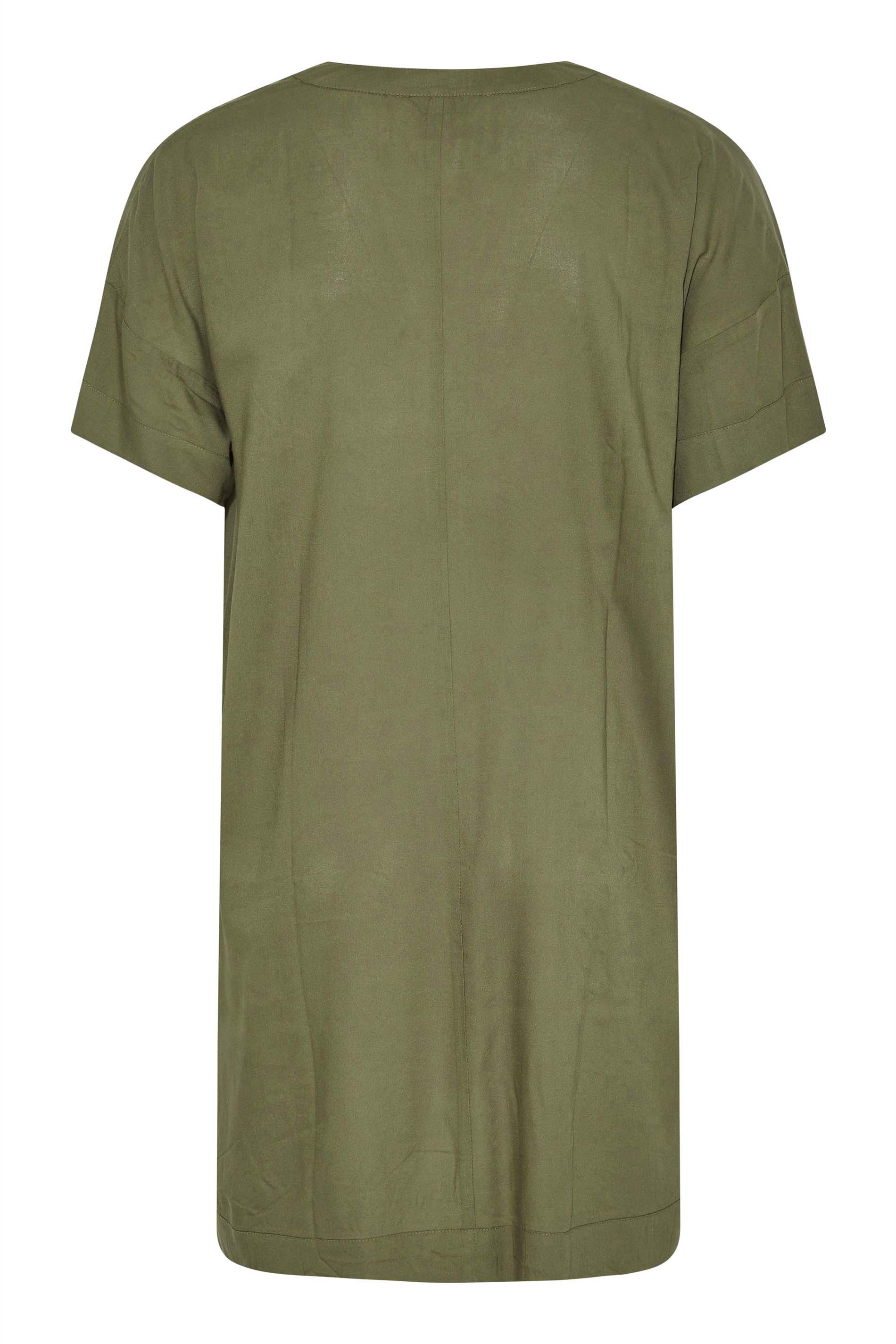 Robes Grande Taille Grande taille  Robes Casual | LIMITED COLLECTION - Robe Verte Kaki Style Chemisier - GU87724