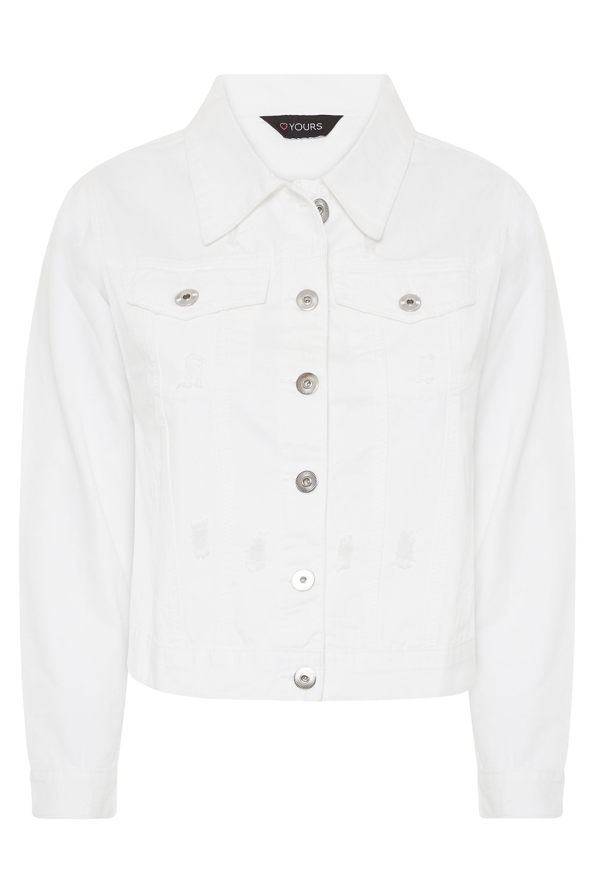 White Distressed Denim Jacket | Yours Clothing