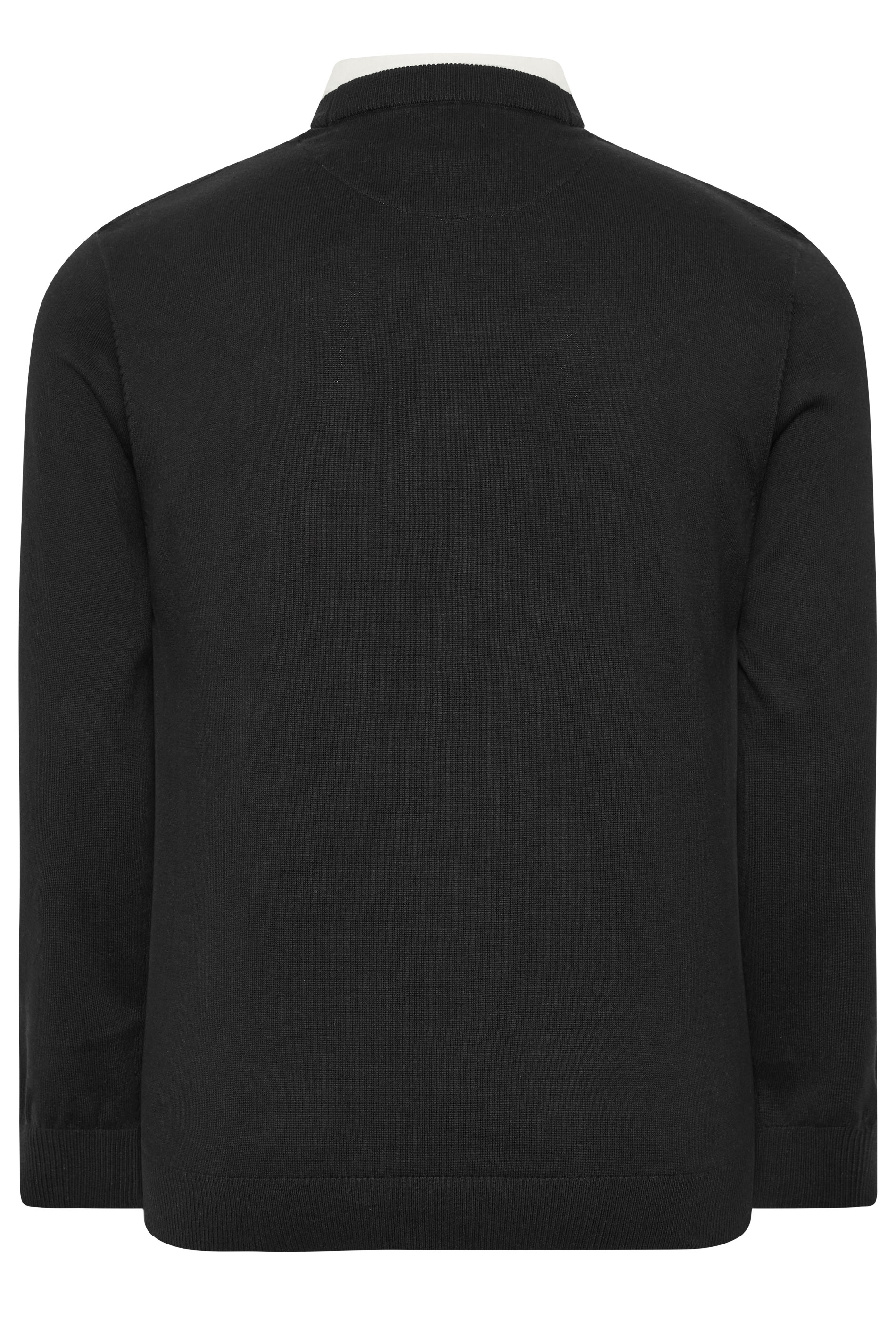 BadRhino Big & Tall Black Cable Knit Mock Shirt Jumper | BadRhino 4