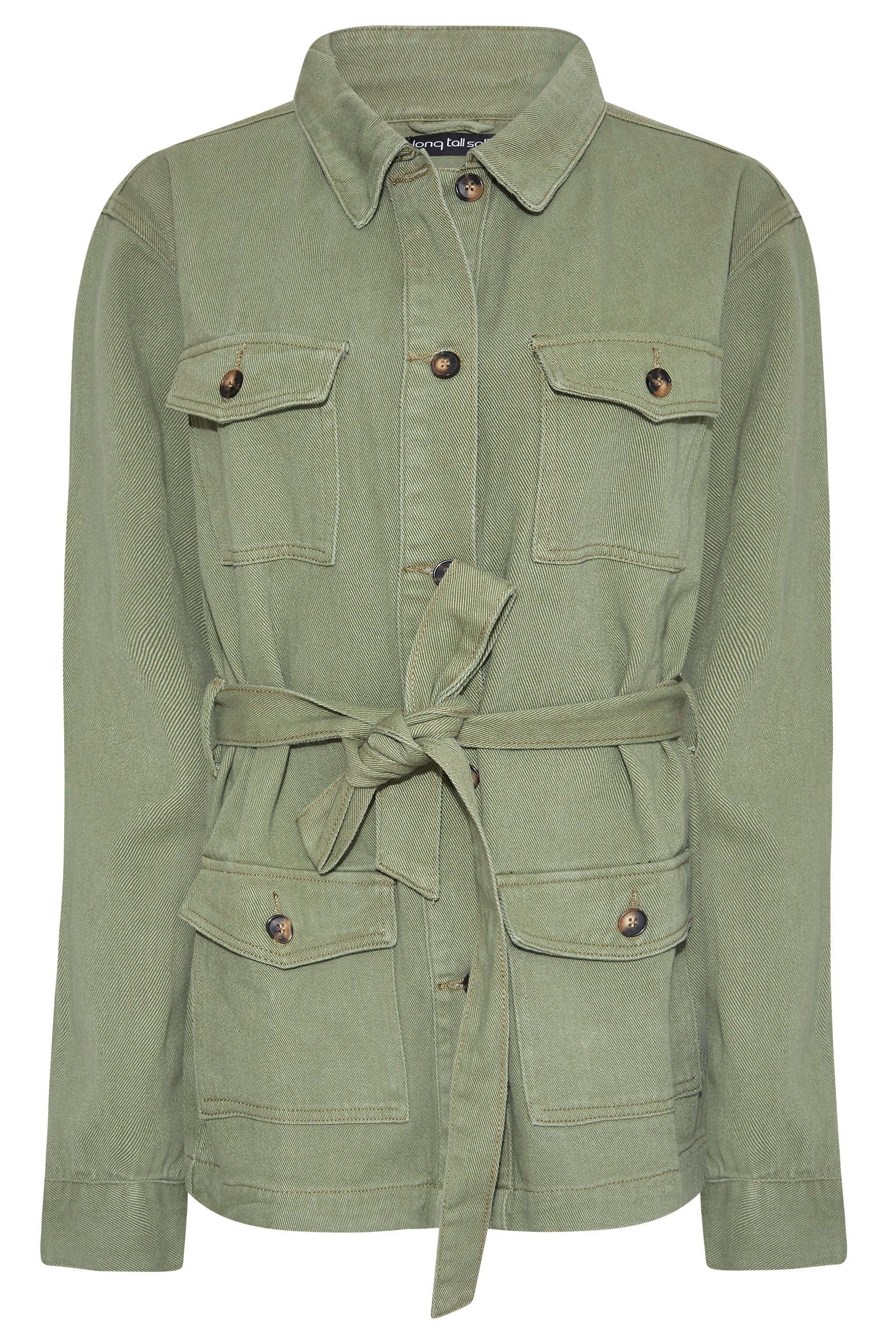 Tall Women's LTS Khaki Green Belted Twill Jacket | Long Tall Sally