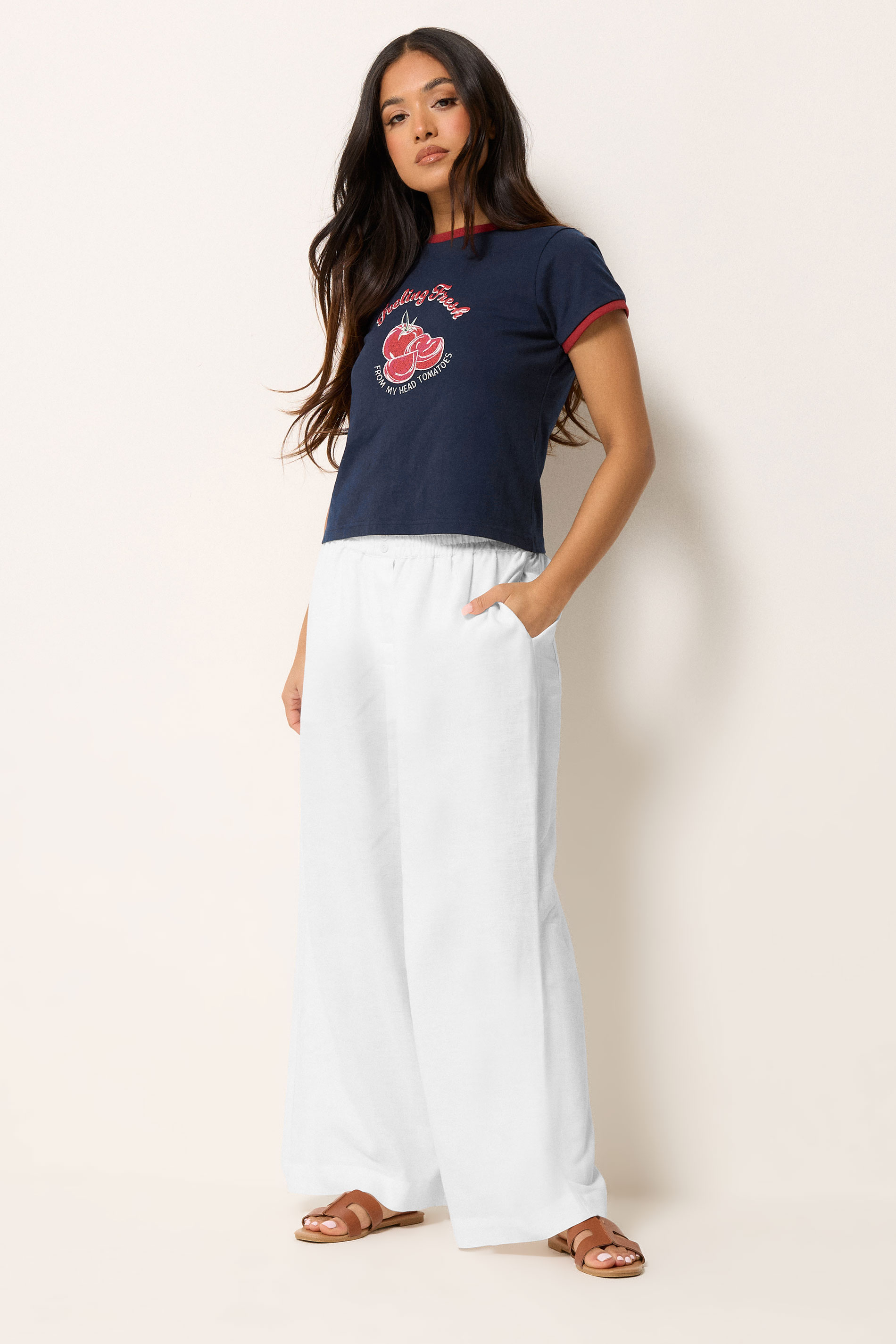PixieGirl Petite Women's Navy Blue Tomato Graphic Cotton T-Shirt | PixieGirl 2