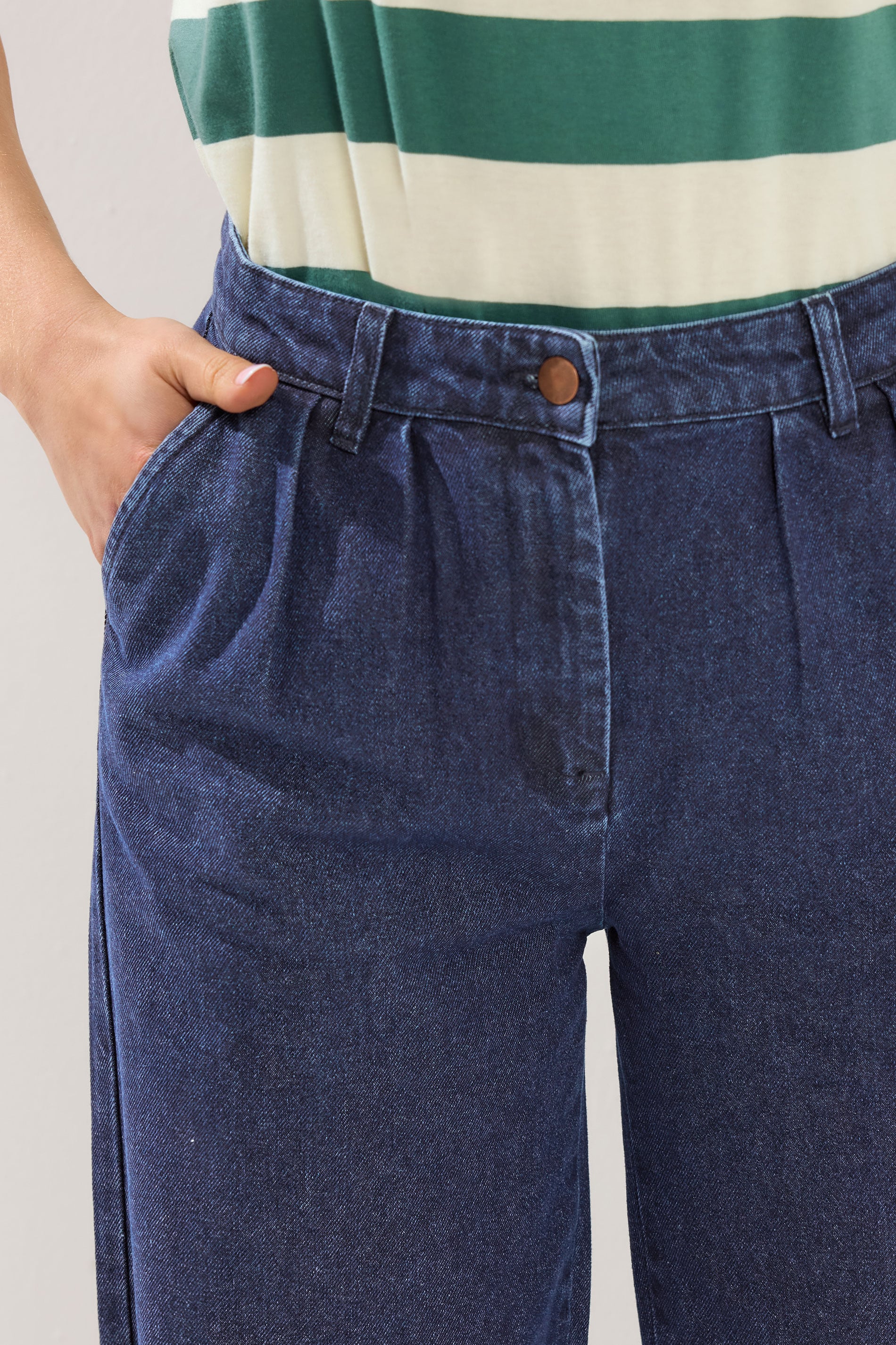LTS Tall Women's Indigo Blue Pleated Wide Leg Jeans | Long Tall Sally 5