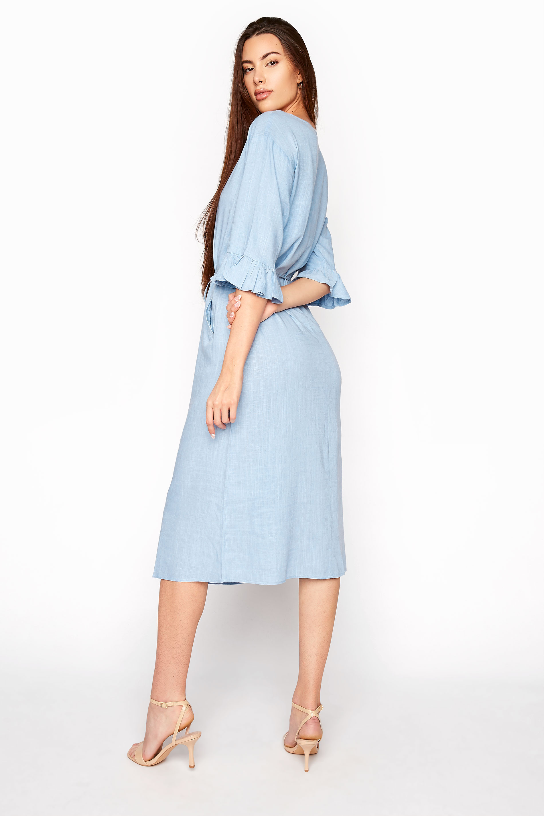 LTS Blue Frill Sleeve Midi Tunic | Long Tall Sally