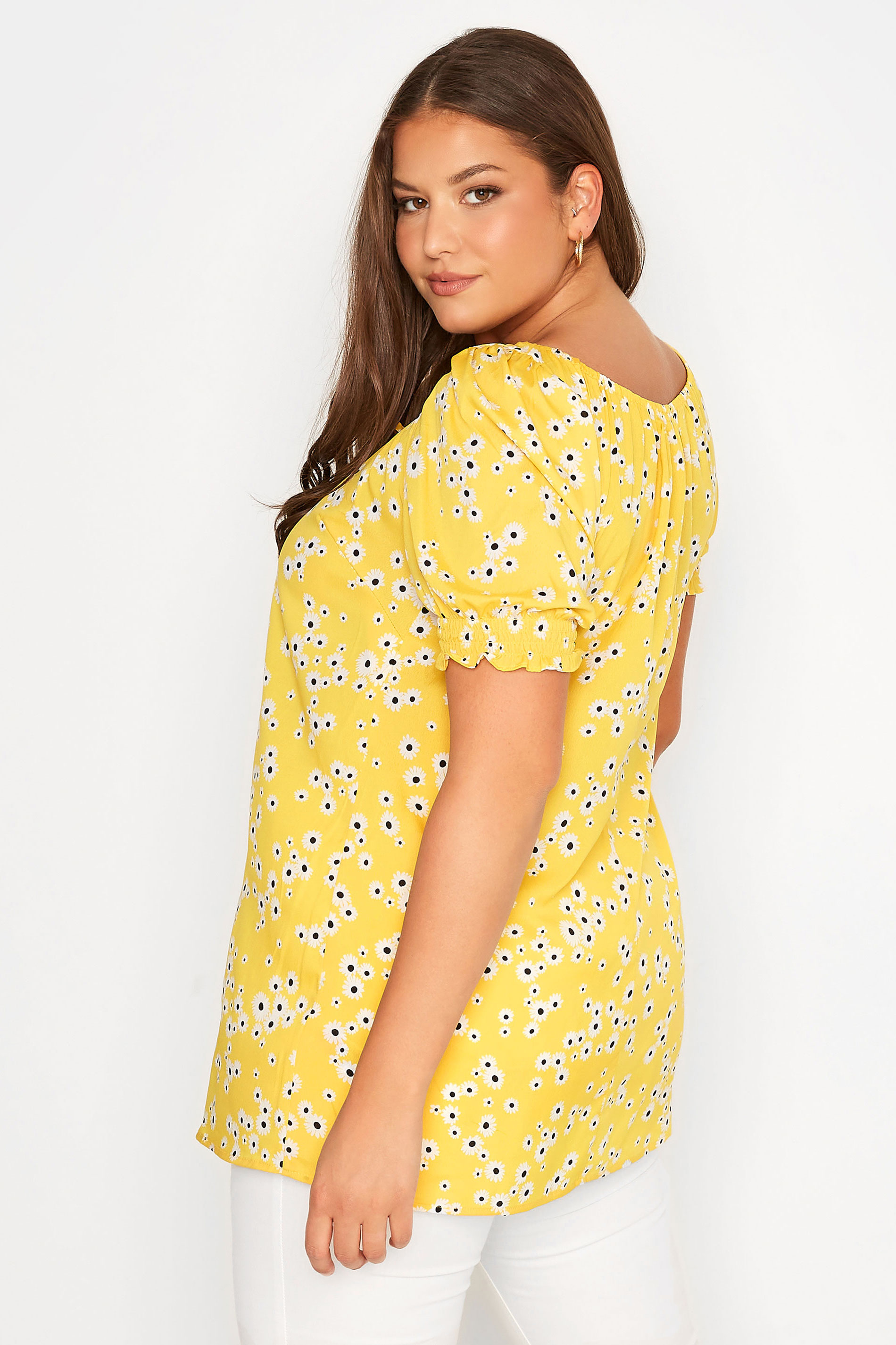 Plus Size Yellow Floral Gyspy Top | Yours Clothing 3