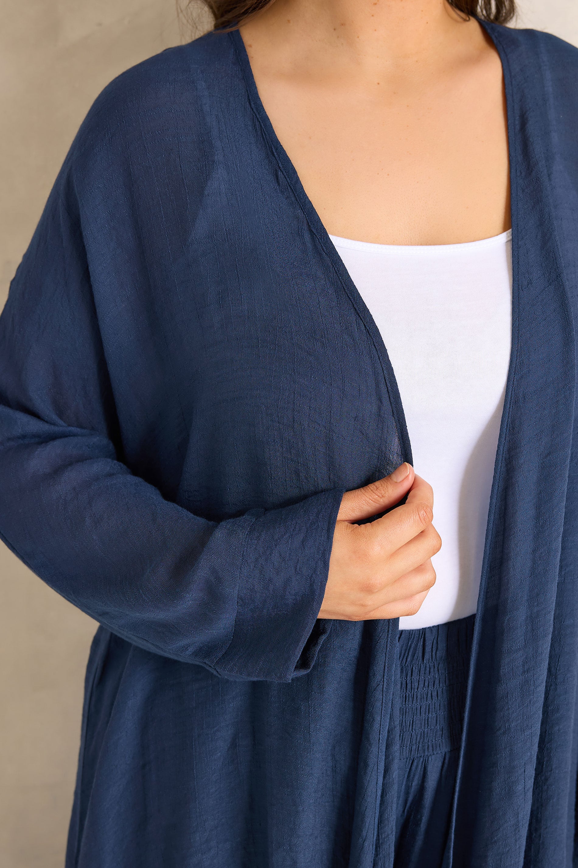 EVANS Plus Size Navy Blue Longline Cover-Up Cardigan | Evans 4