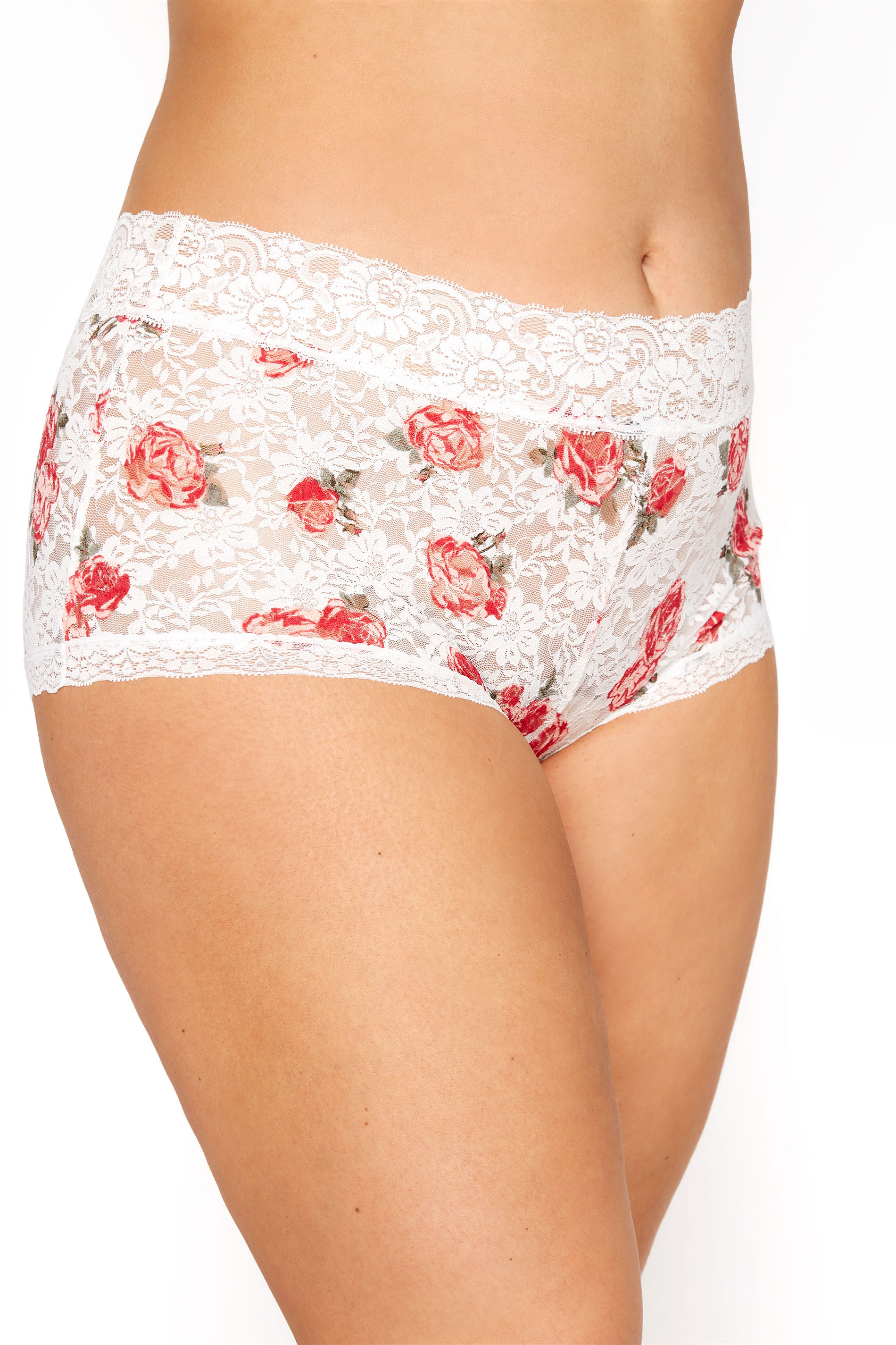 White Floral Lace Briefs Yours Clothing