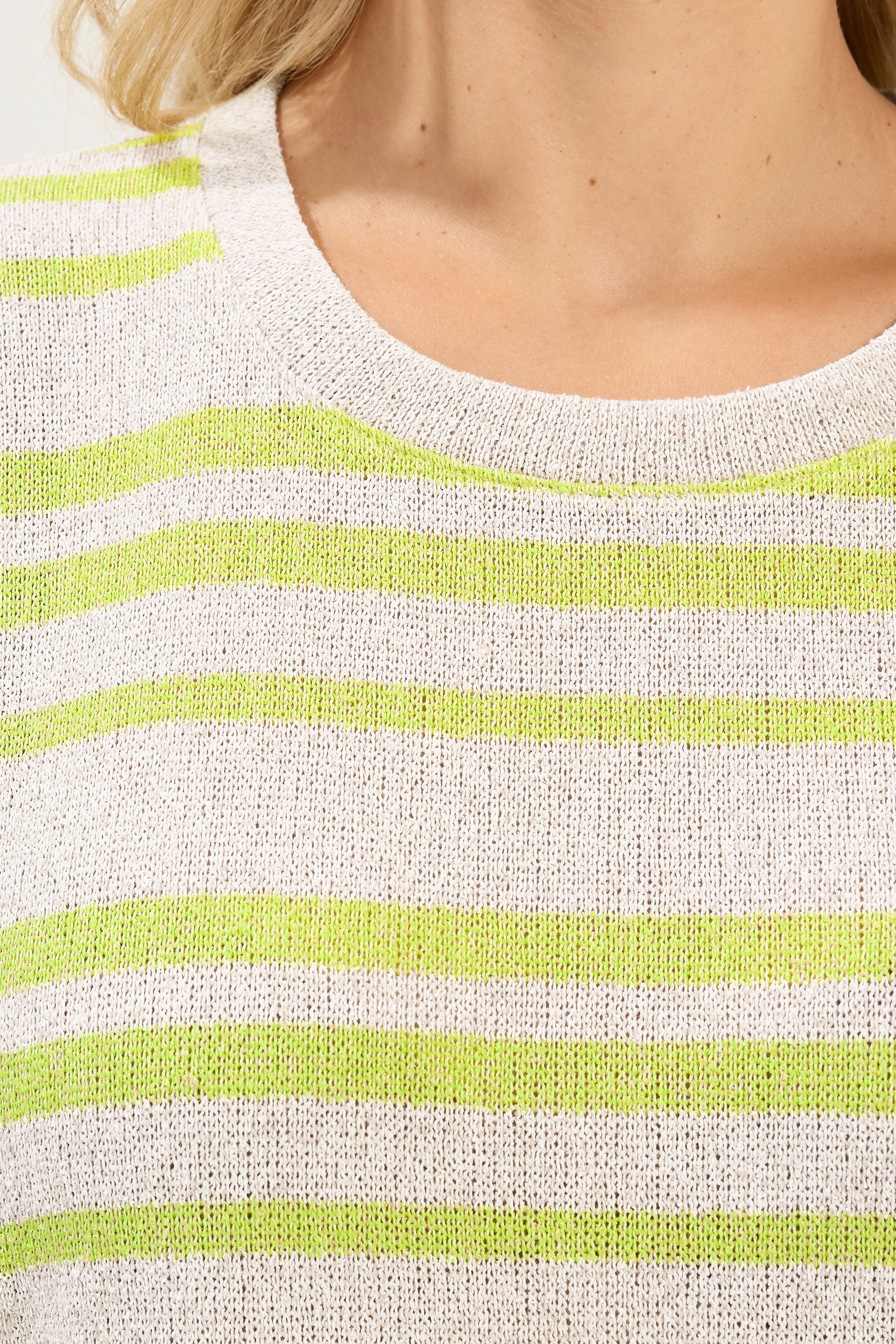 YOURS Plus Size Women's Green Striped Knitted Boxy T-Shirt | Yours Clothing 5