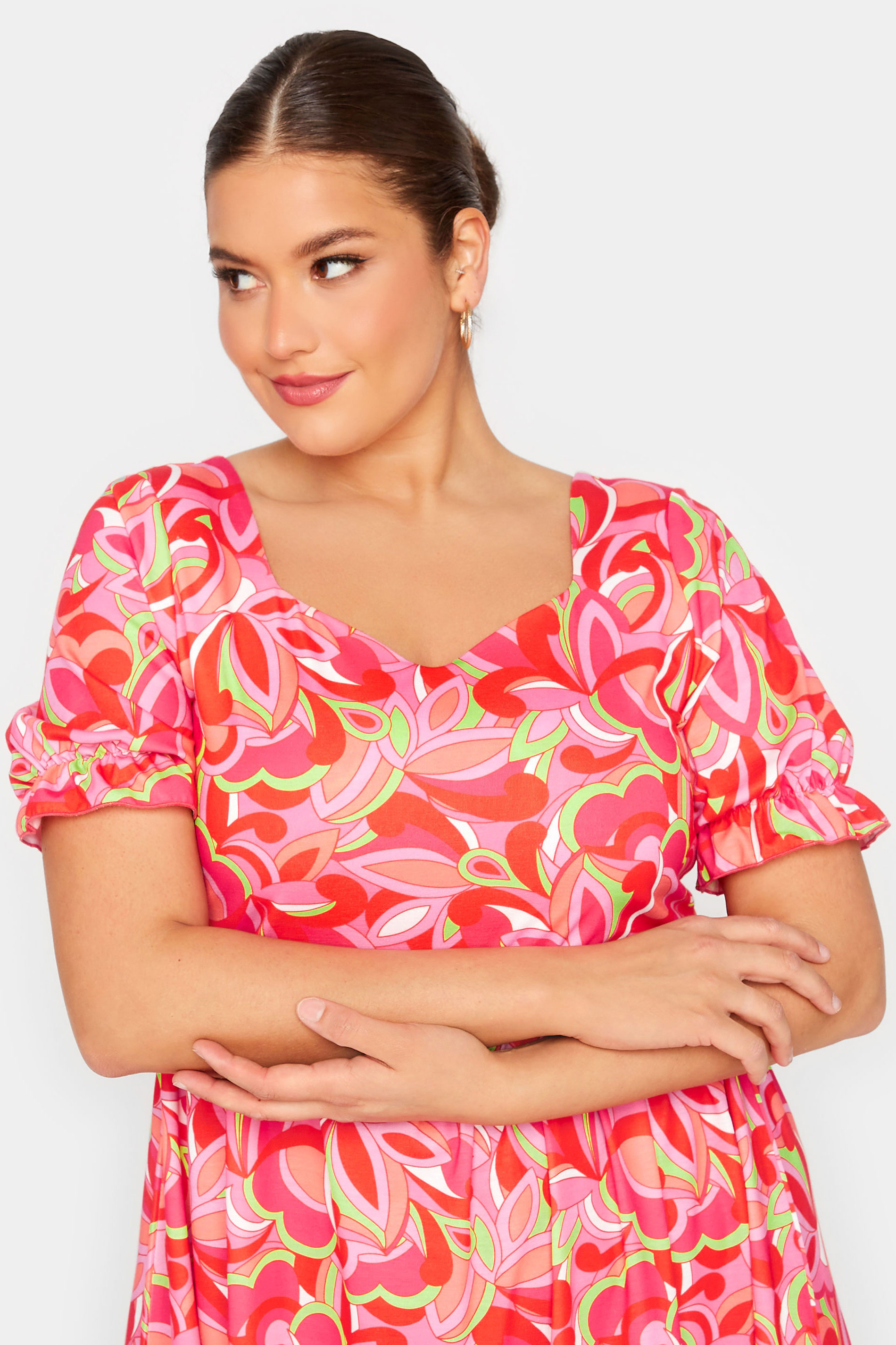 Limited Collection Plus Size Red Abstract Print Smock Dress Yours 0867