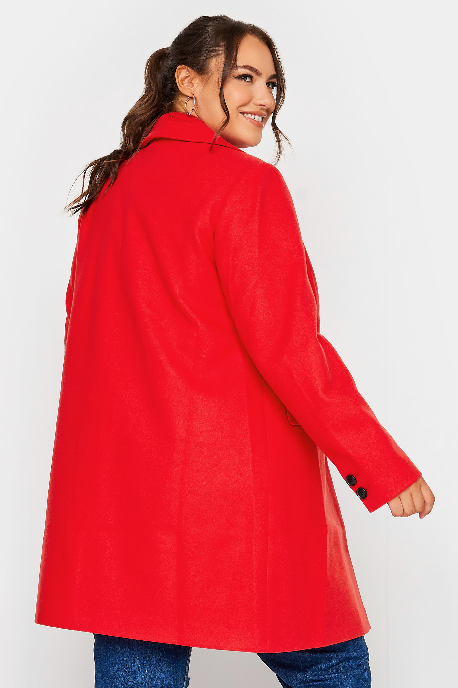 YOURS Plus Size Red Midi Formal Coat | Yours Clothing 3