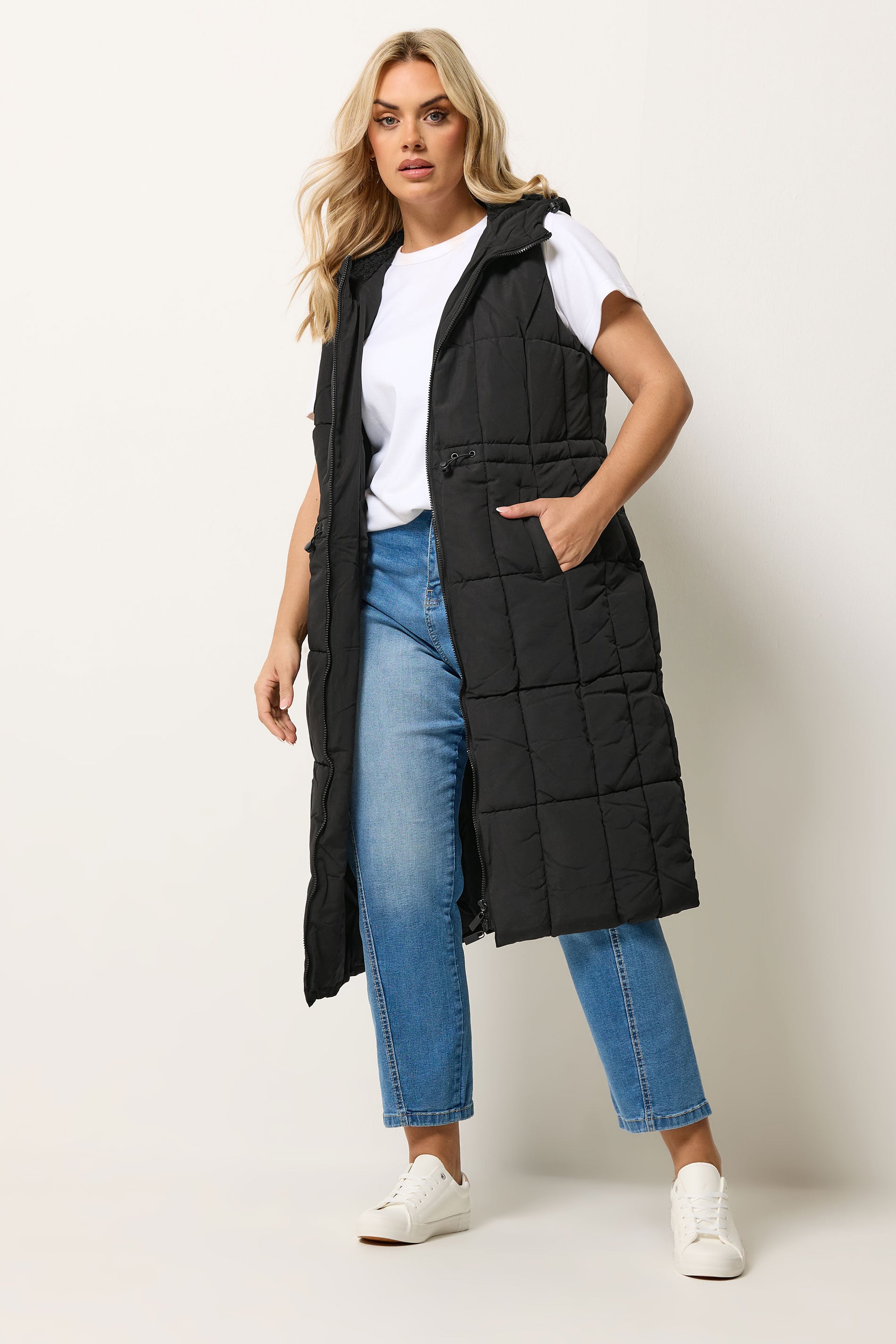 YOURS Plus Size Black Midi Gilet | Yours Clothing 1
