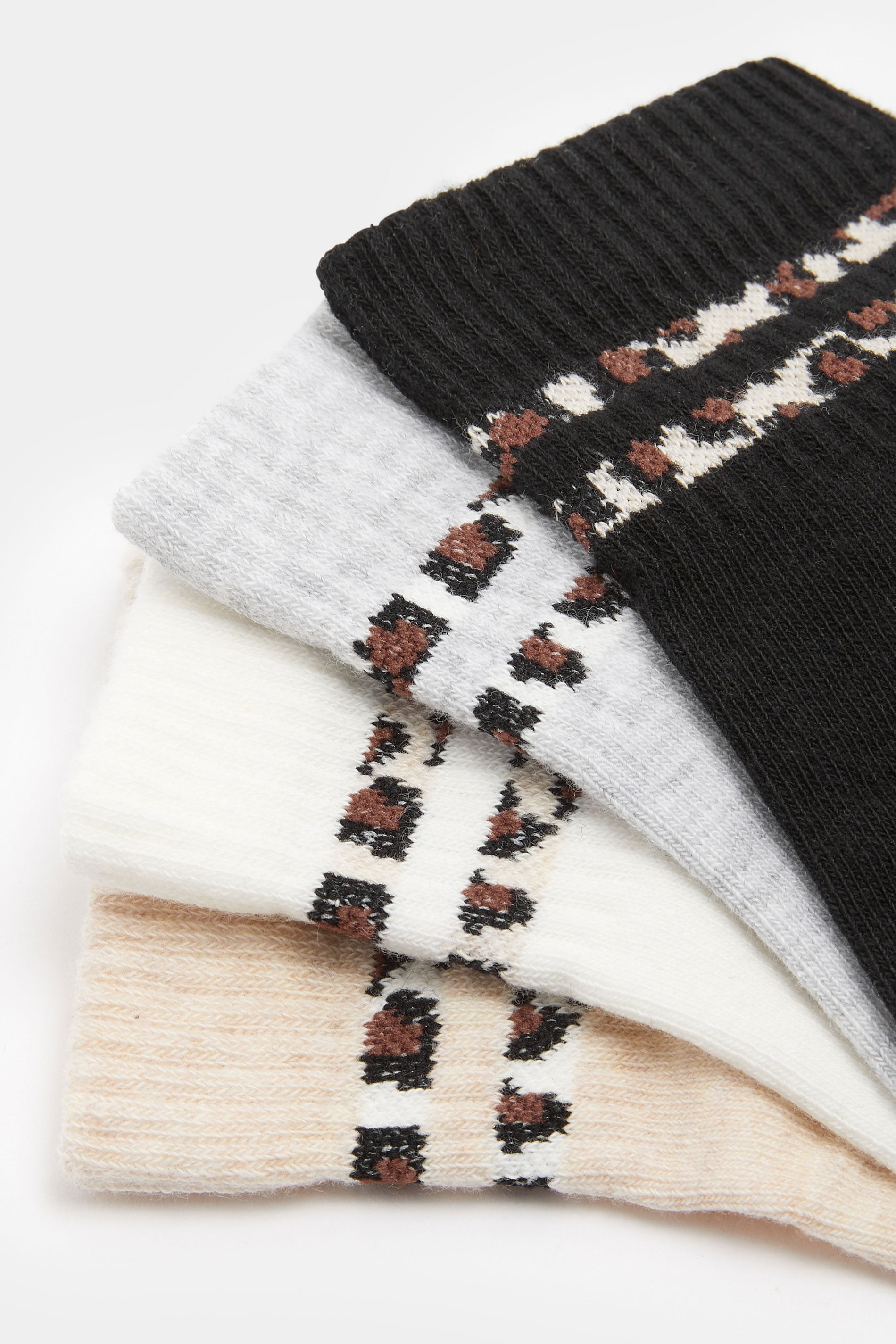 YOURSET 4 PACK Plus Size White Animal Stripe Ankle Socks | Yours Clothing 4