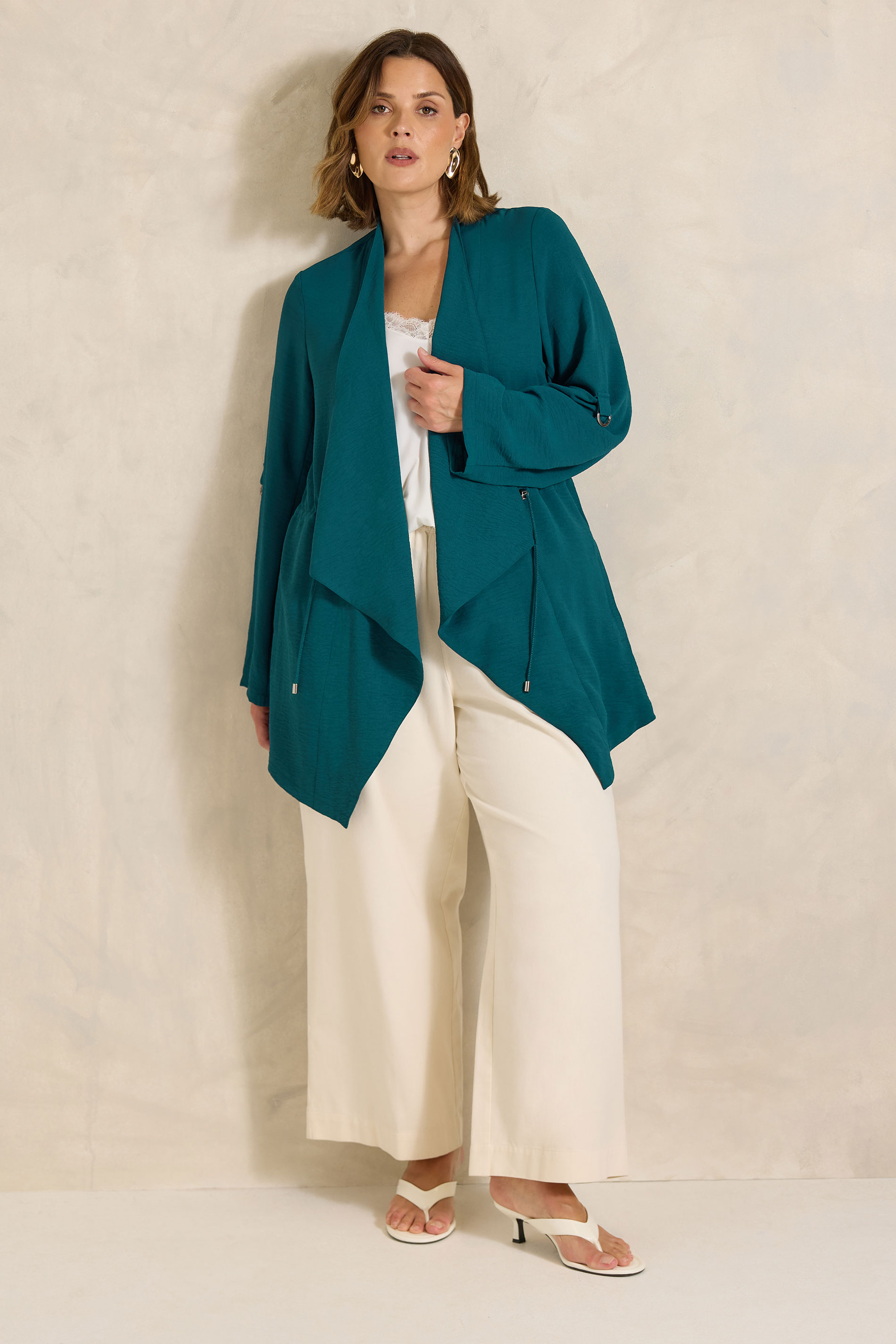 EVANS Plus Size Teal Green Lightweight Waterfall Jacket | Evans 1