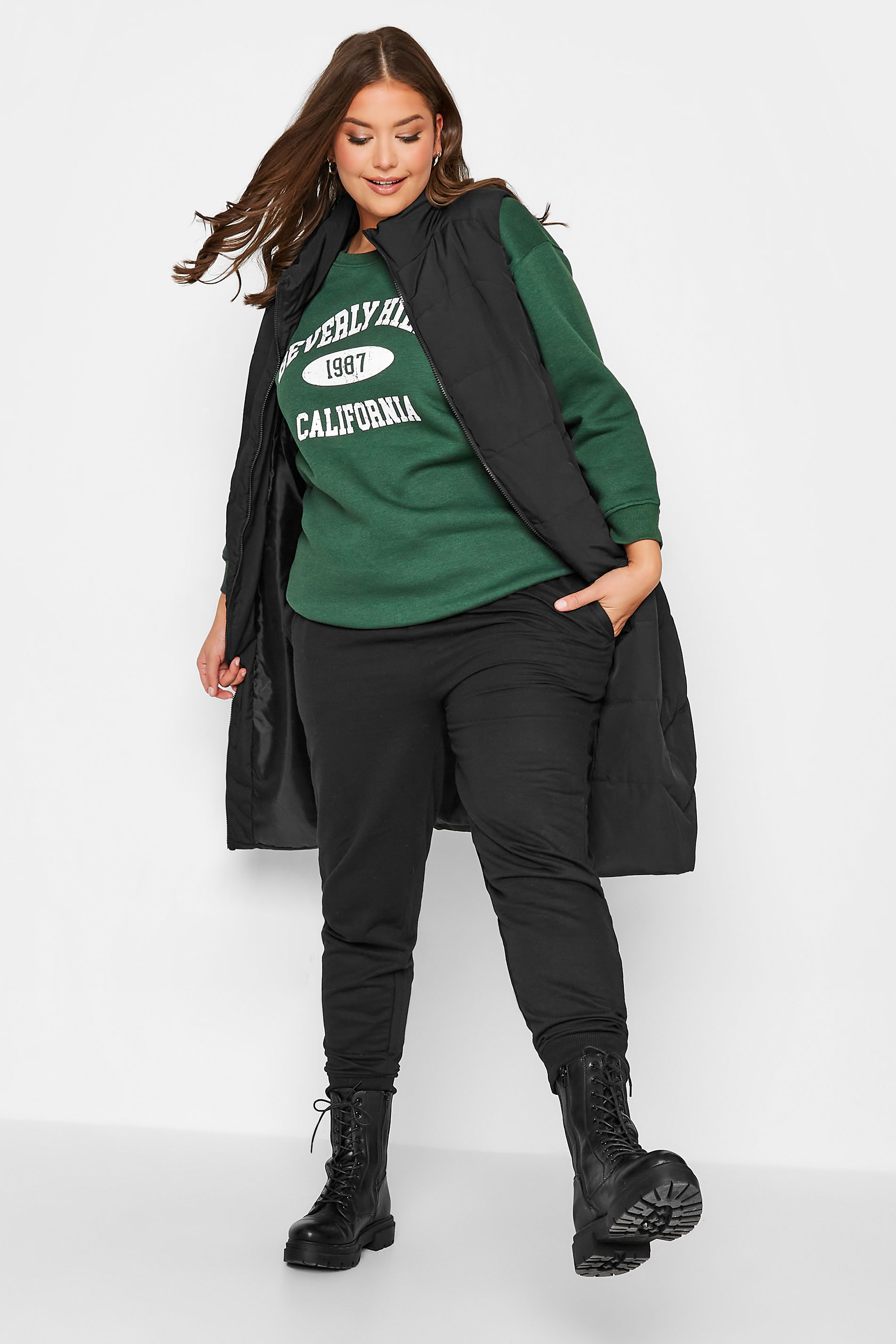 Plus Size Green 'California' Slogan Sweatshirt | Yours Clothing 2