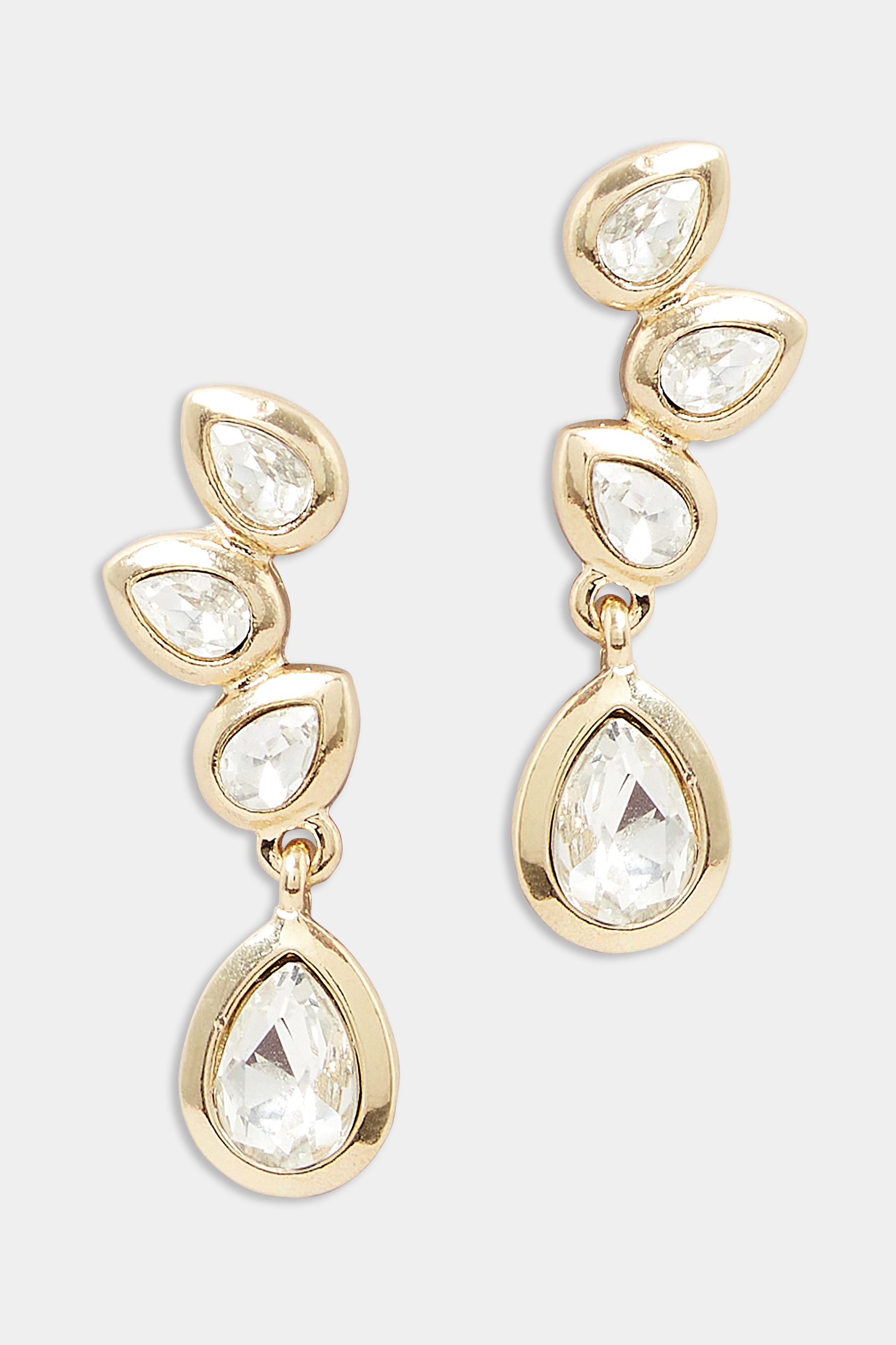 Gold Cluster Diamante Drop Earrings | Yours Clothing 2