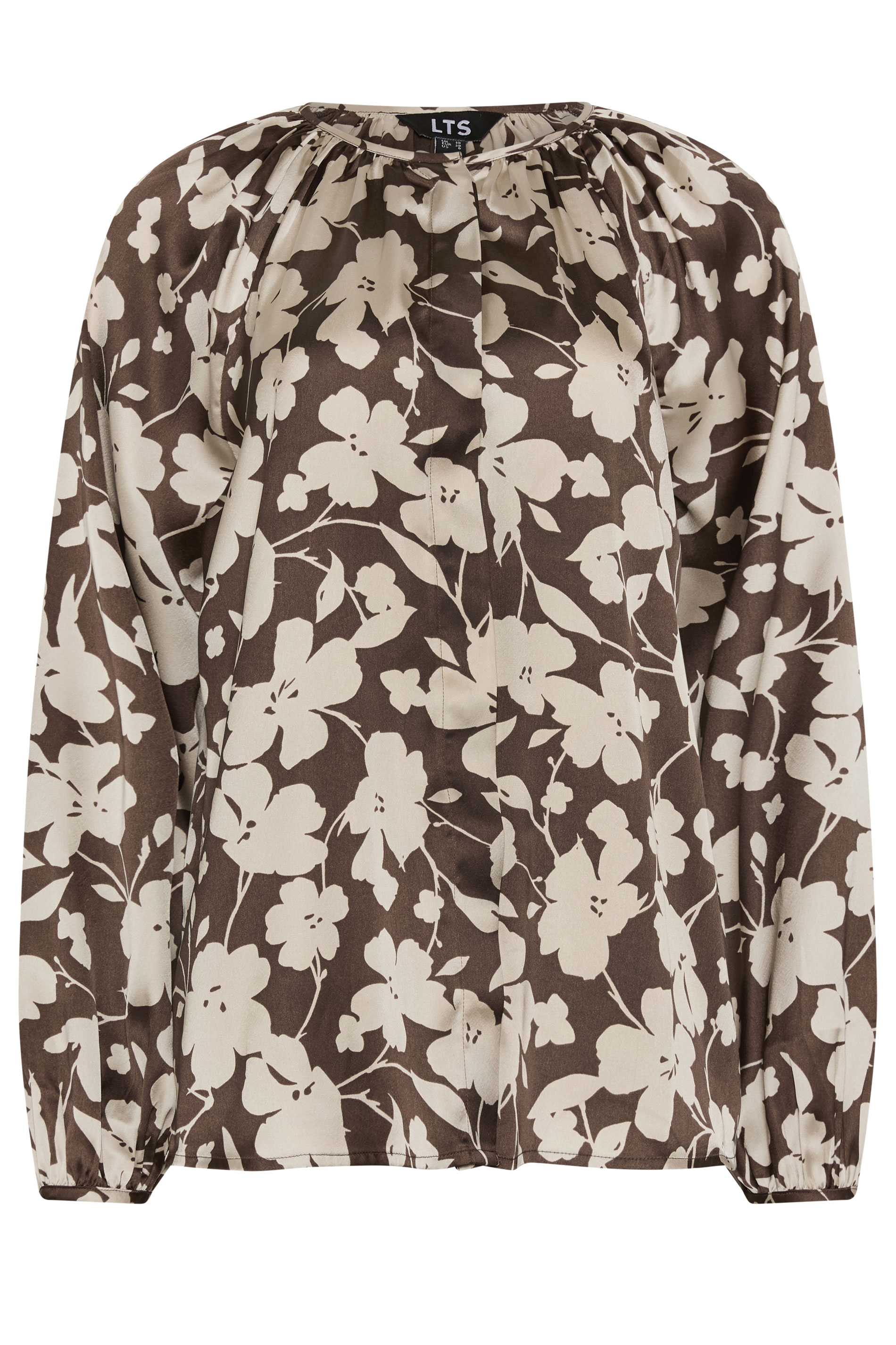 LTS Tall Women's Natural Brown Floral Satin Top | Long Tall Sally 5