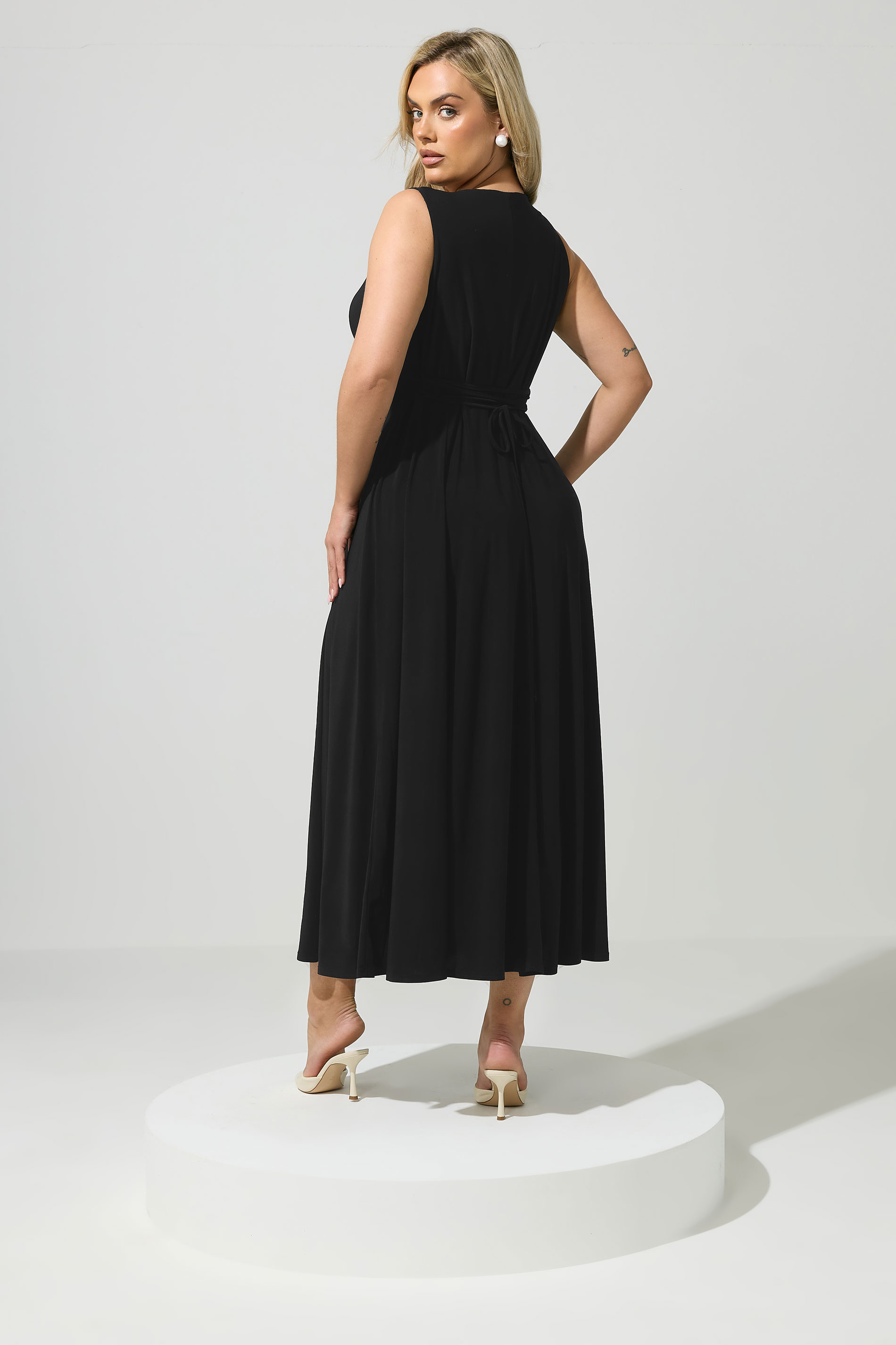 YOURS LONDON Plus Size Black  Drape Maxi Dress | Yours Clothing 2