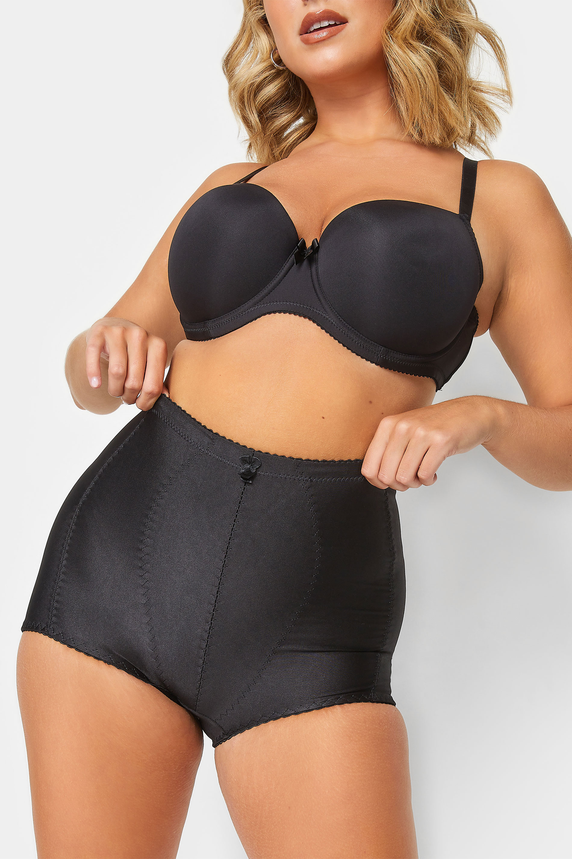 Plus Size Black Medium Control High Waisted Full Briefs | Yours Clothing 1