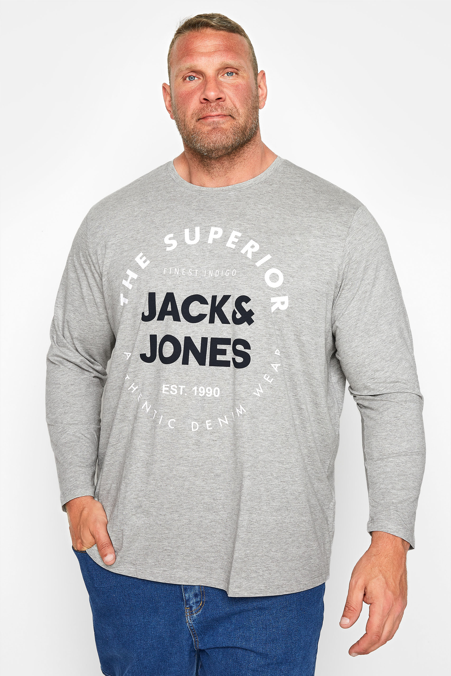 JACK & JONES Grey Herro Long Sleeve T-Shirt_M.jpg