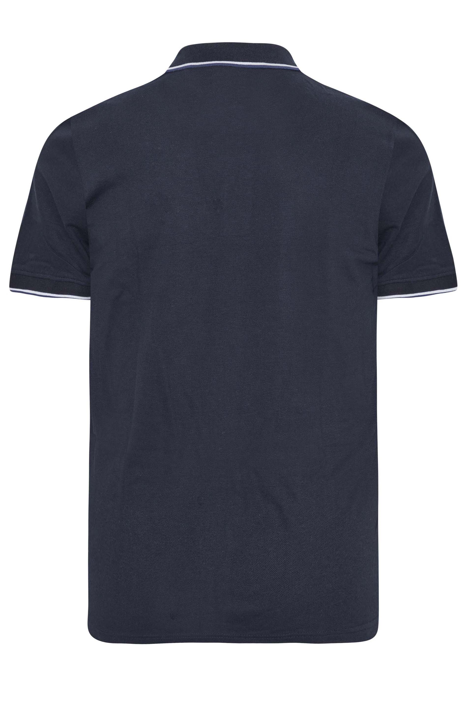 BadRhino Navy Blue Essential Tipped Polo Shirt | BadRhino 3
