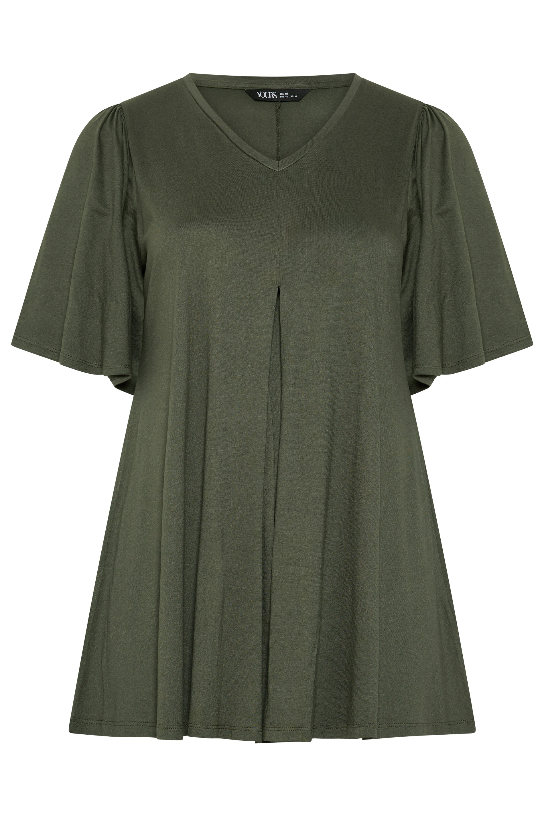 YOURS Plus Size Khaki Green Pleat Front Top | Yours Clothing 5