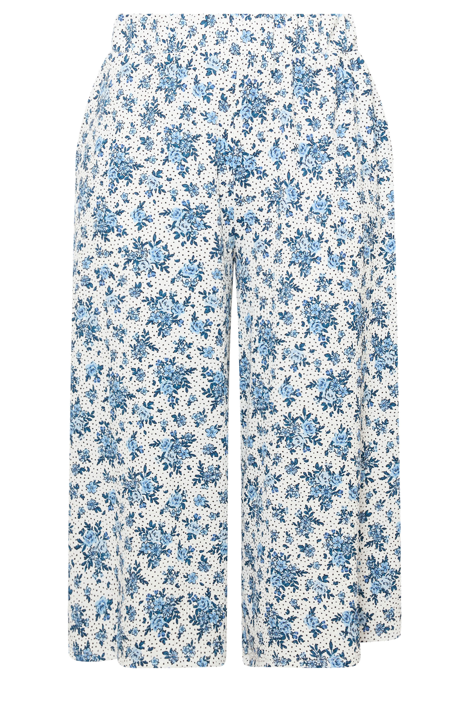 YOURS Plus Size White Ditsy Floral Culottes | Yours Clothing 5