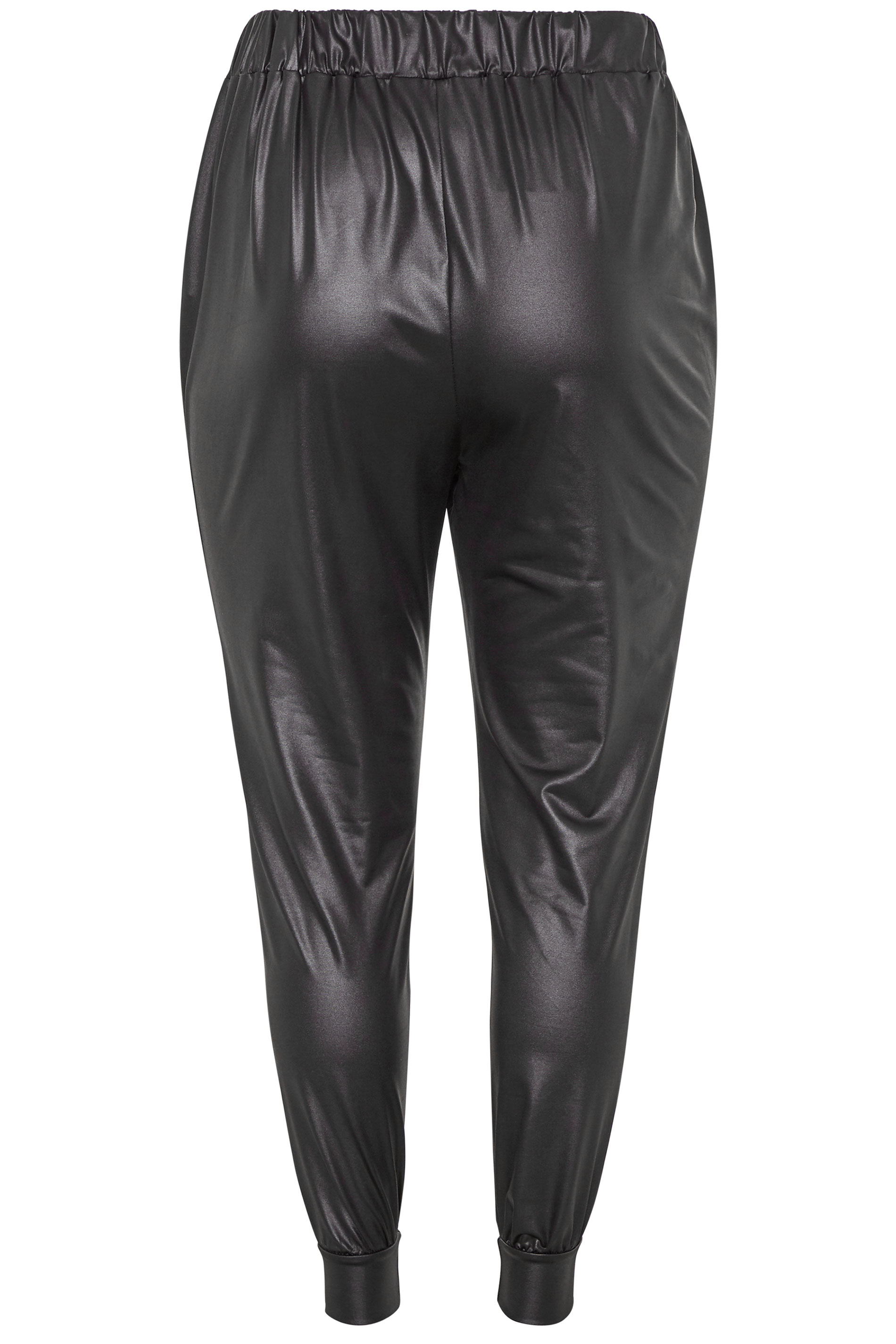 Black Leather Look Joggers | Yours Clothing