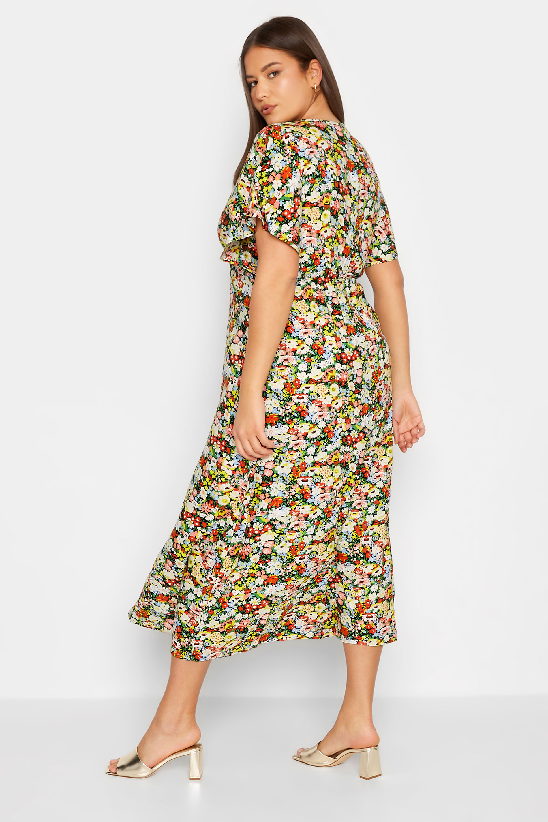 LTS Tall Women's Yellow Floral Print Split Front Midaxi Dress | Long Tall Sally 3