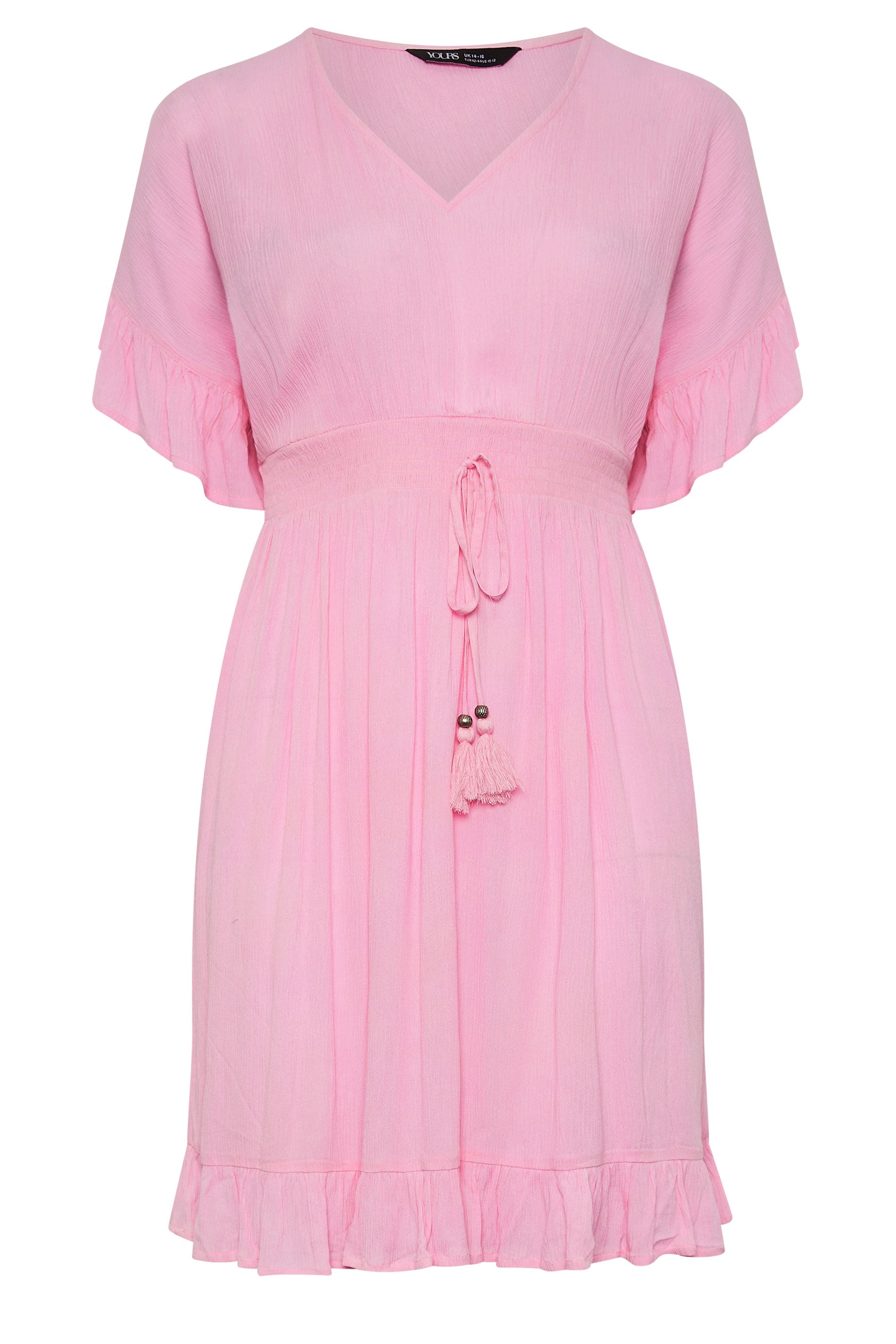 YOURS Plus Size Pink Crinkle Beach Dress | Yours Clothing 5