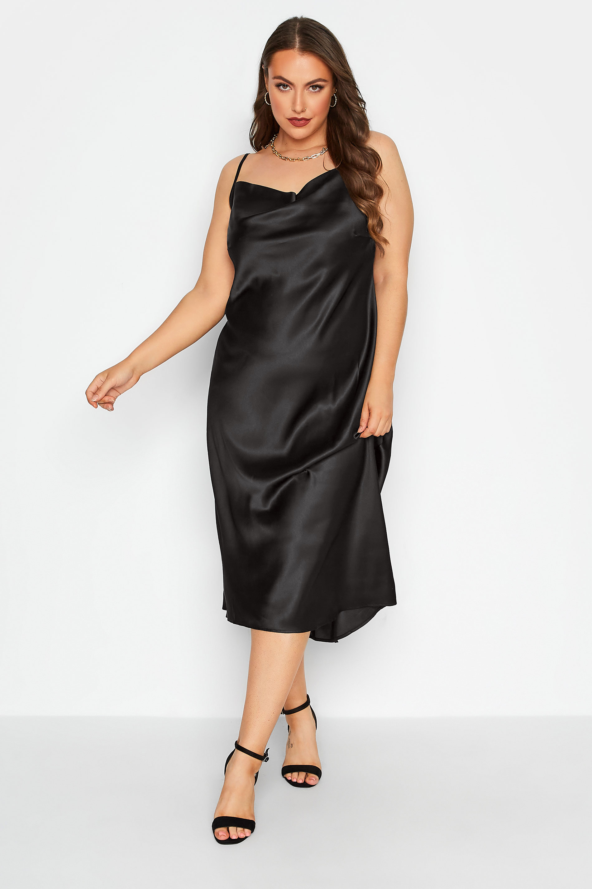 LIMITED COLLECTION Plus Size Black Cowl Neck Dress | Yours Clothing  1