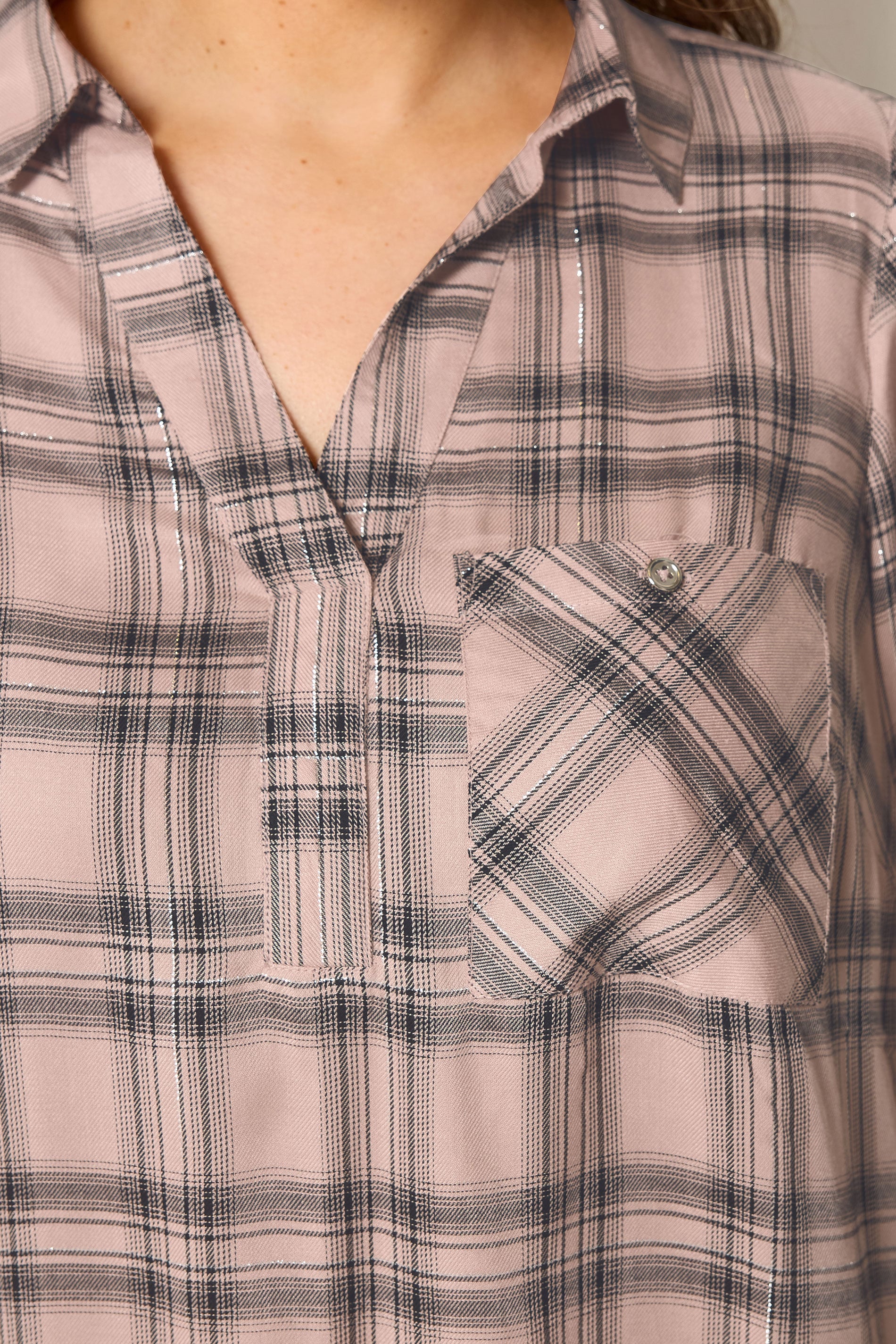 YOURS Plus Size Pink Check Overhead Shirt | Yours Clothing 4