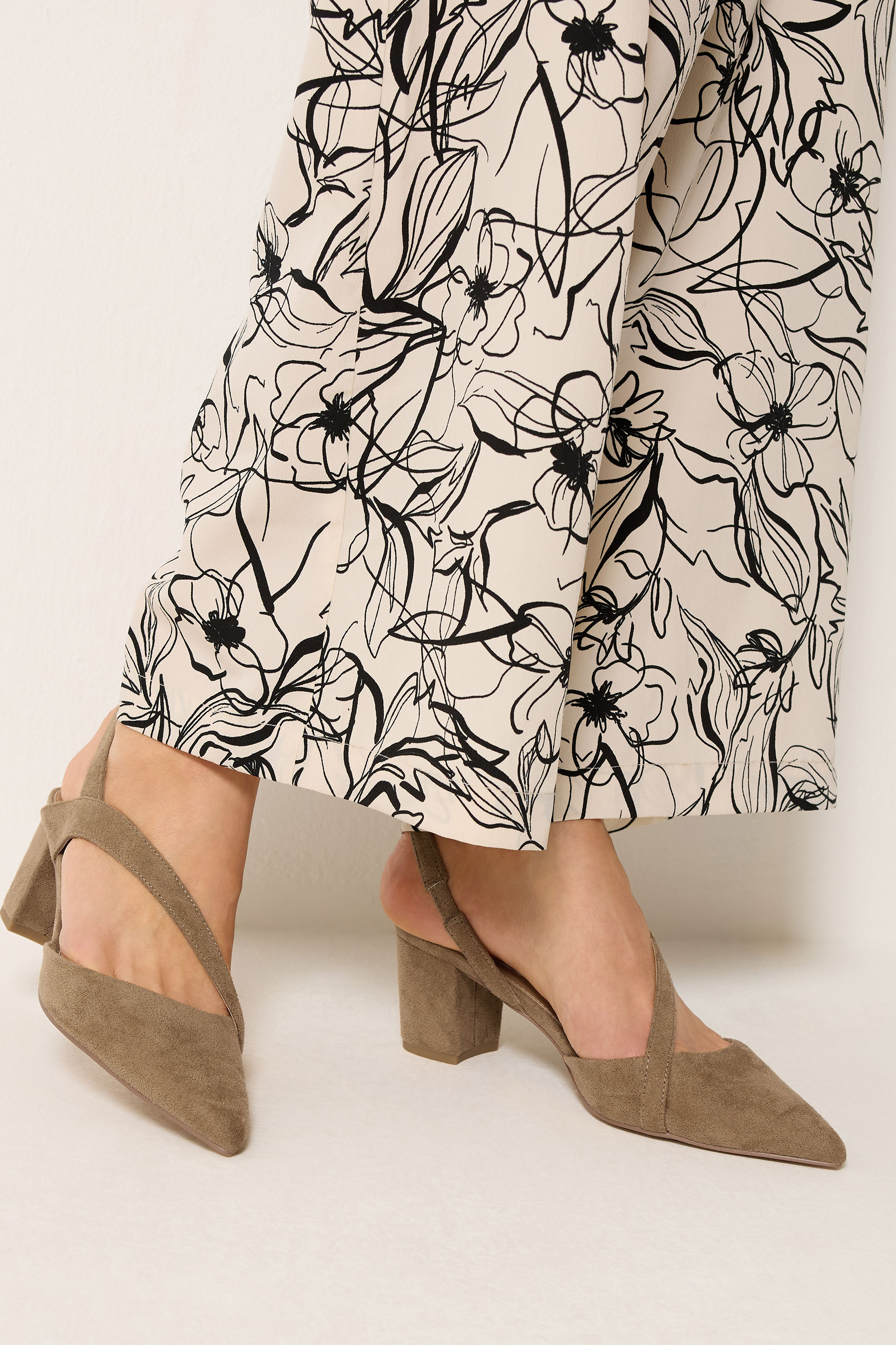 LTS Brown Faux Suede Asymmetric Block Heels In Standard Fit | Long Tall Sally 1