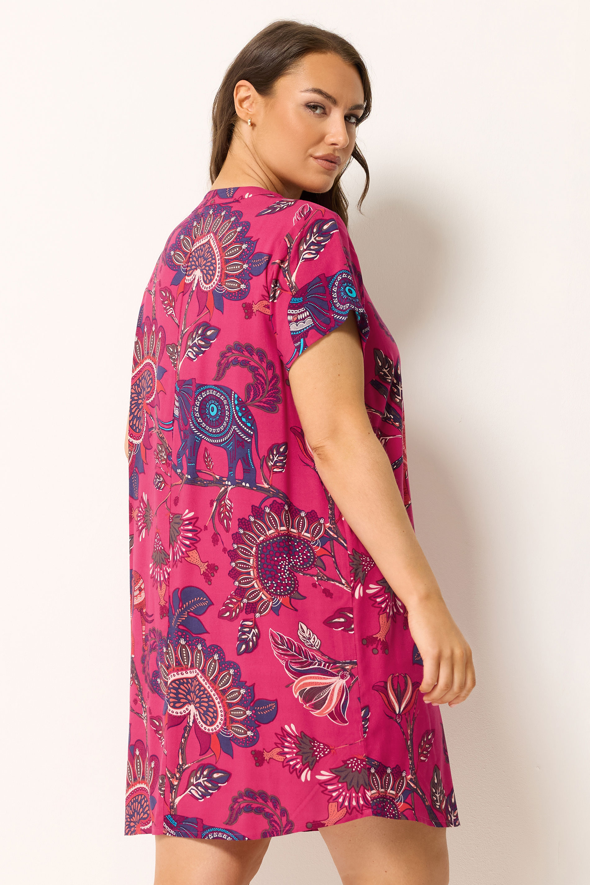 YOURS Plus Size Pink Paisley Pleat Front Dress | Yours Clothing 2